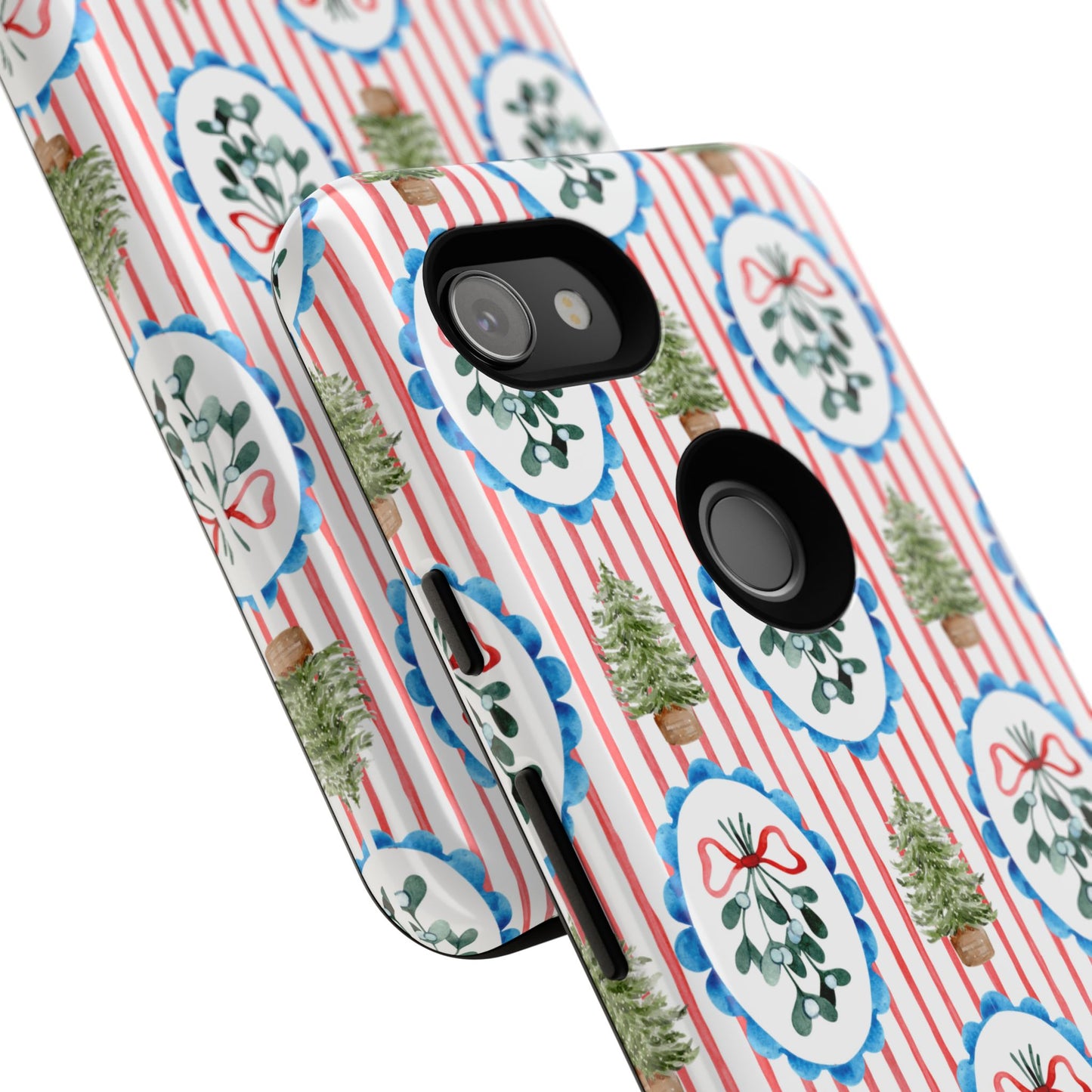 Christmas Wreath & Tree Pattern Phone Case — Festive Holiday Tough Case