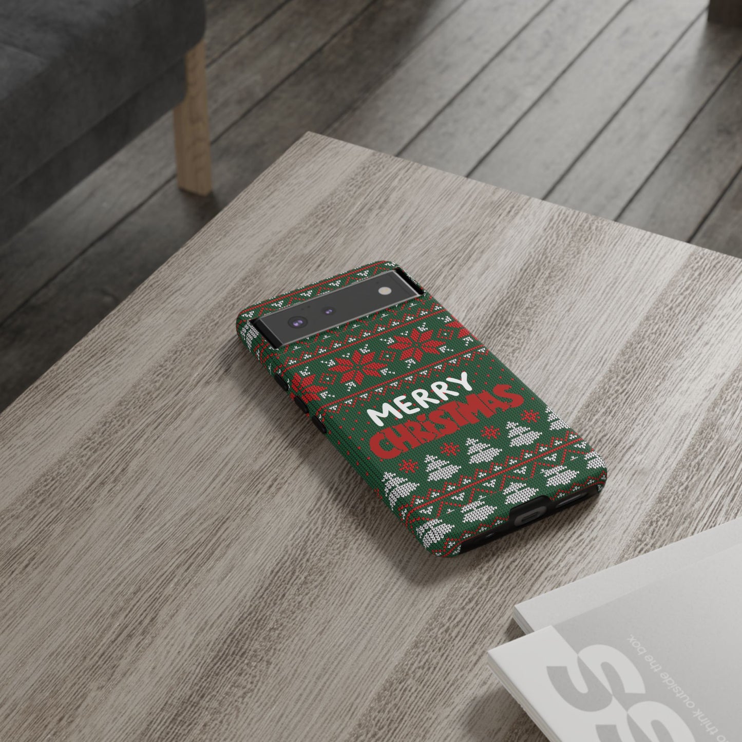 Merry Christmas Phone Case - Festive Green Ugly Sweater Design