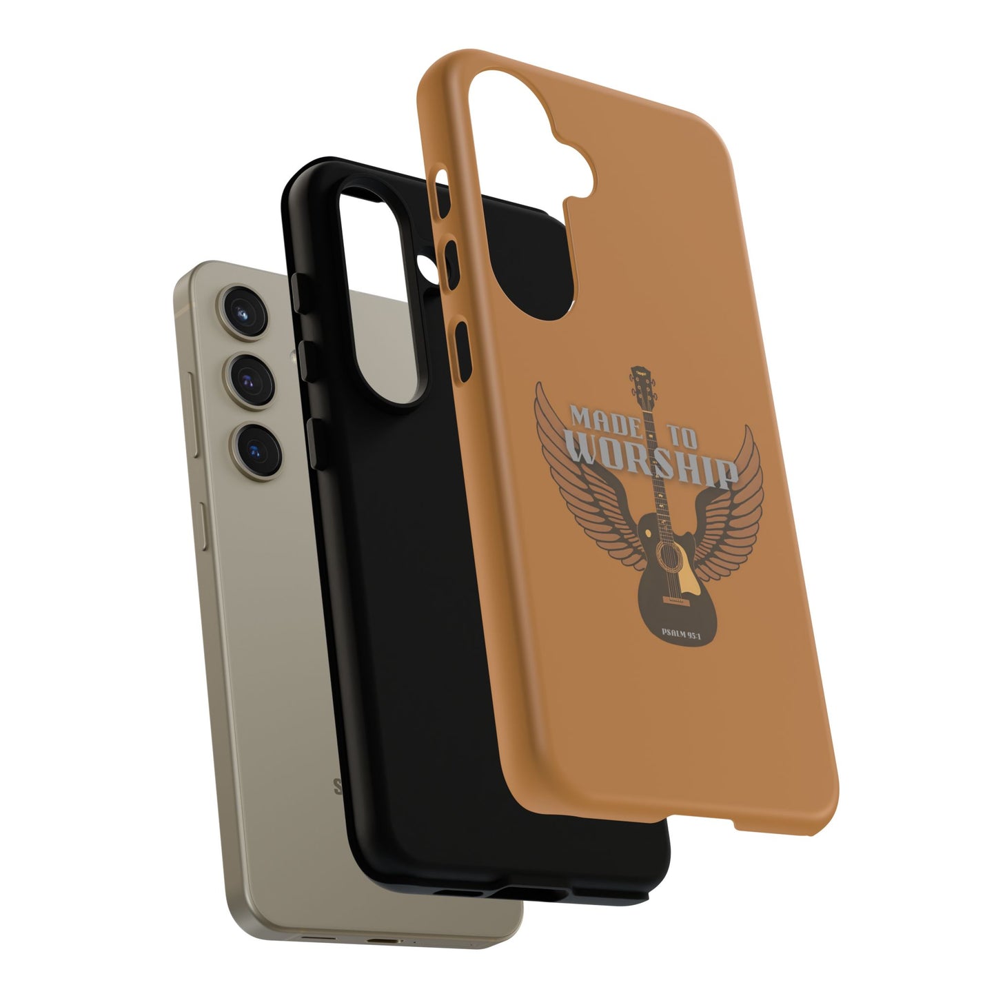 Tough Phone Case — "Made to Worship" Acoustic Guitar Wings Design