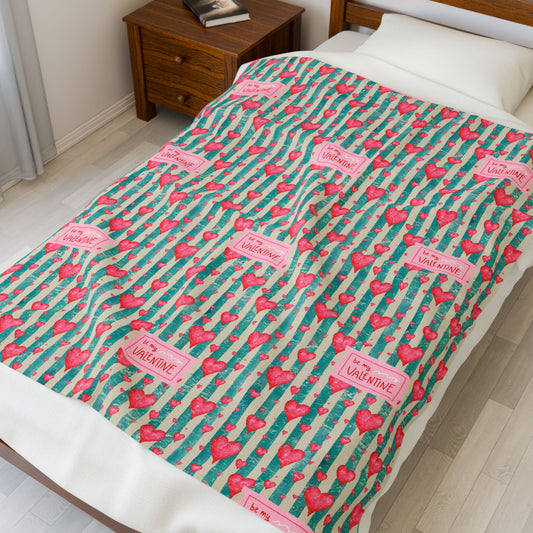 Be My Valentine Velveteen Plush Blanket — Cozy Romantic Throw
