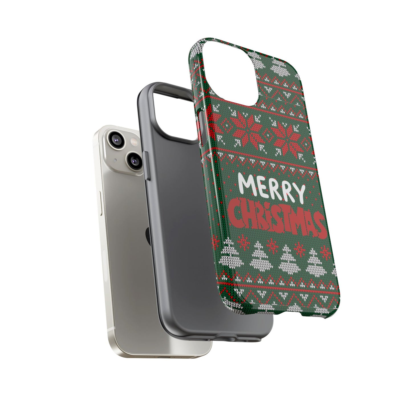 Merry Christmas Phone Case - Festive Green Ugly Sweater Design