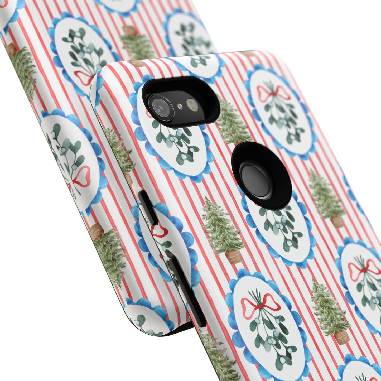 Christmas Wreath & Tree Pattern Phone Case — Festive Holiday Tough Case