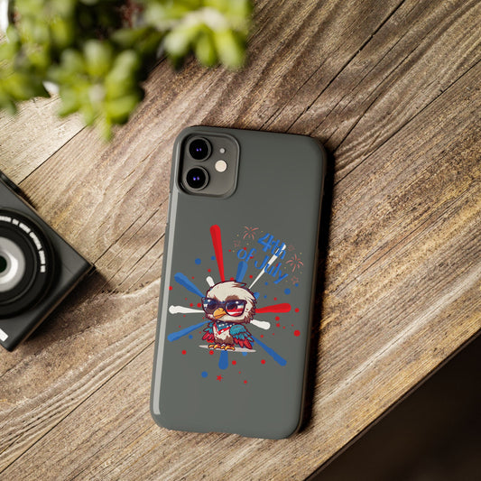 Patriotic Slim Phone Cases with Vector Owl Design | Fourth of July Phone Cover, USA Pride Phone Case, Holiday Gift, Trendy Phone Accessory