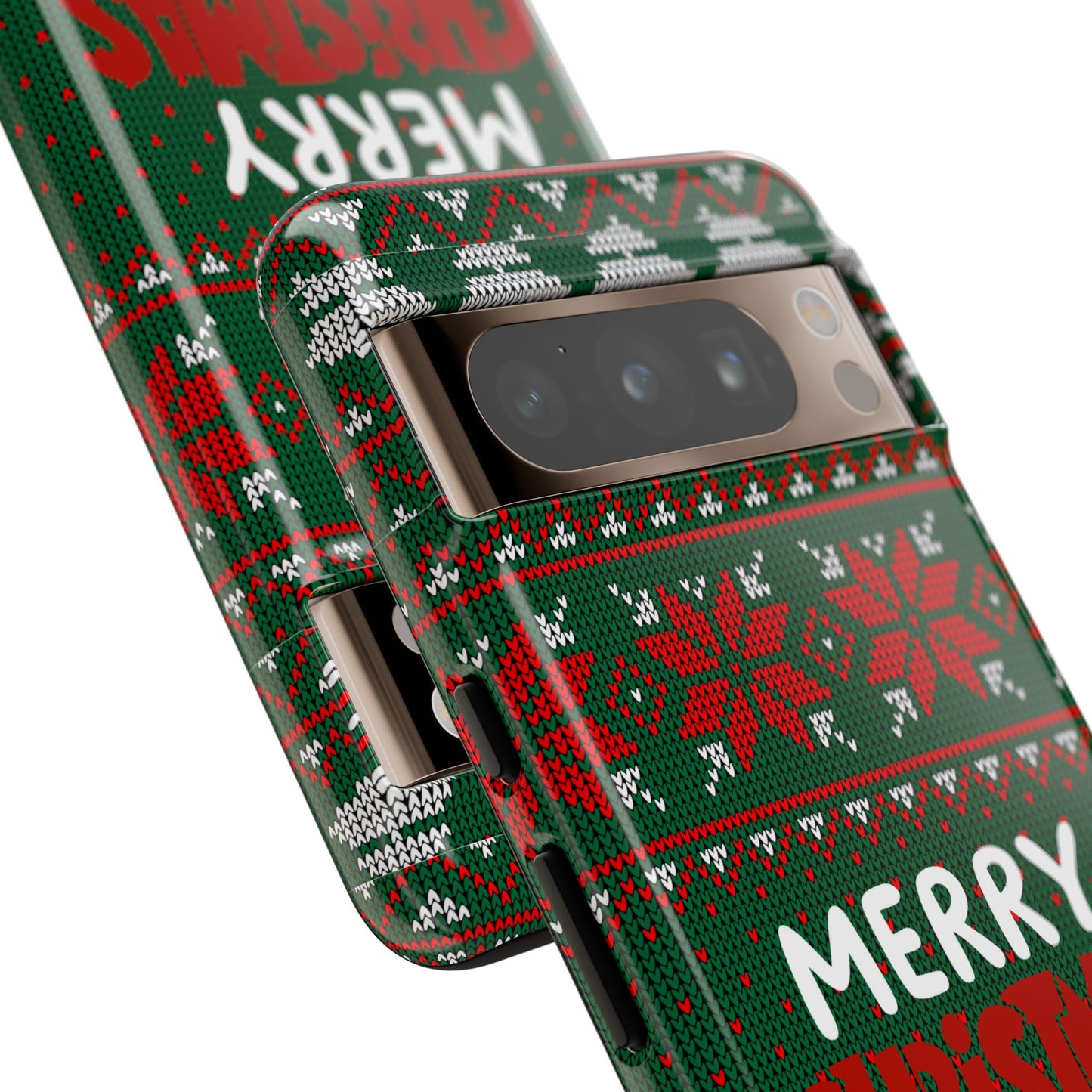 Merry Christmas Phone Case - Festive Green Ugly Sweater Design