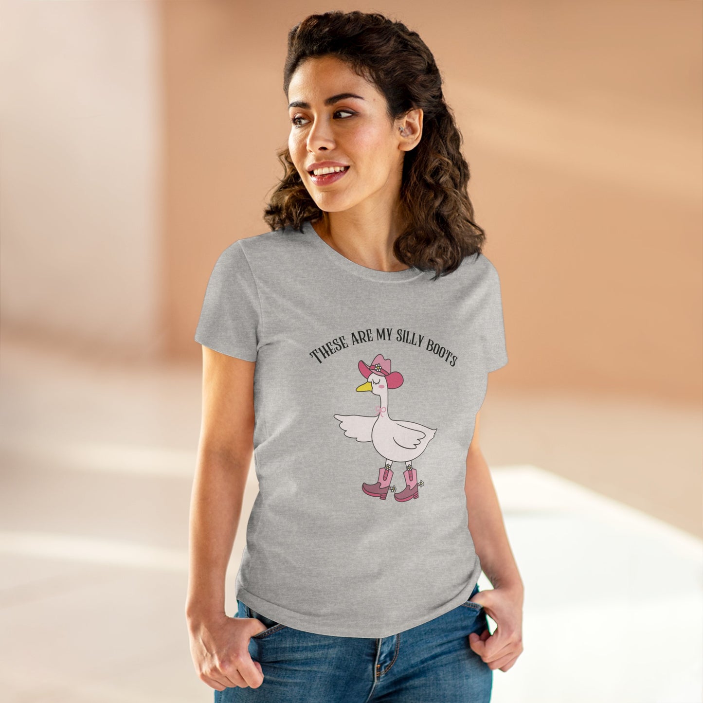 Silly Boots Women's Cotton Tee - Fun Quirky Goose Shirt