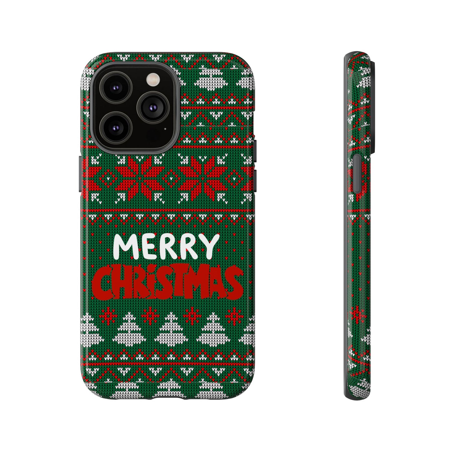 Merry Christmas Phone Case - Festive Green Ugly Sweater Design