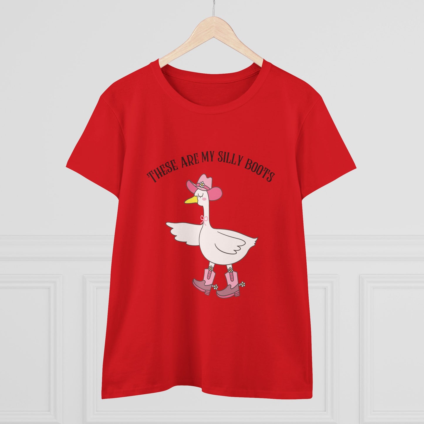 Silly Boots Women's Cotton Tee - Fun Quirky Goose Shirt