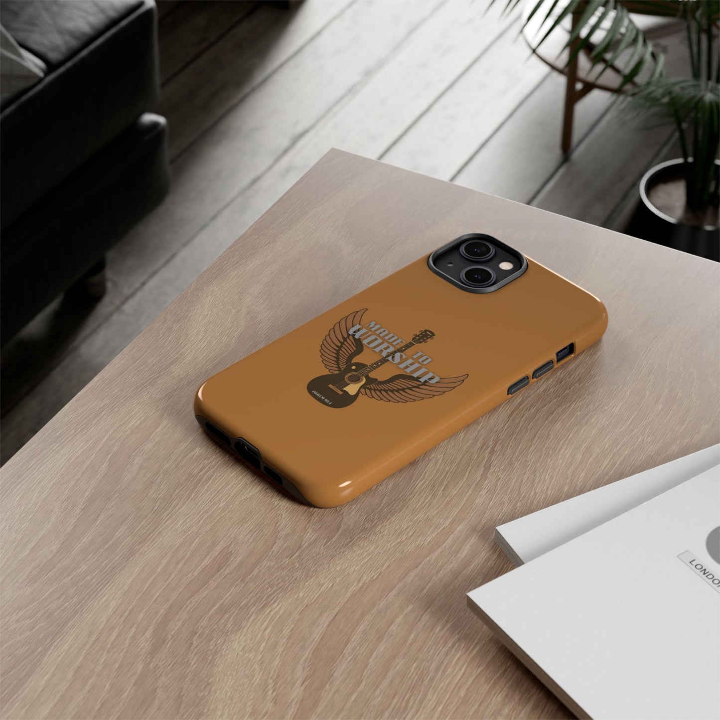 Tough Phone Case — "Made to Worship" Acoustic Guitar Wings Design