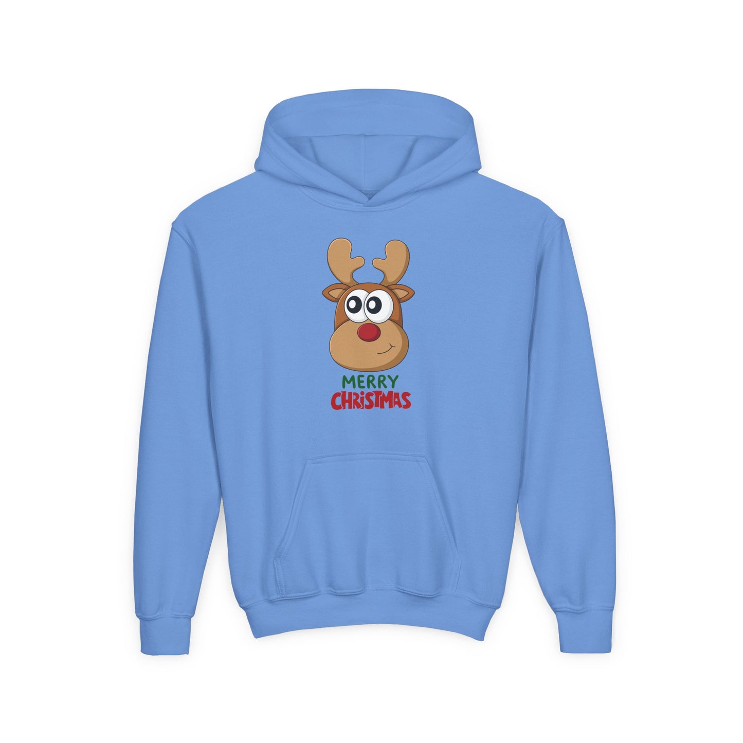 Youth Christmas Reindeer Hoodie - Cute "Merry Christmas" Holiday Pullover