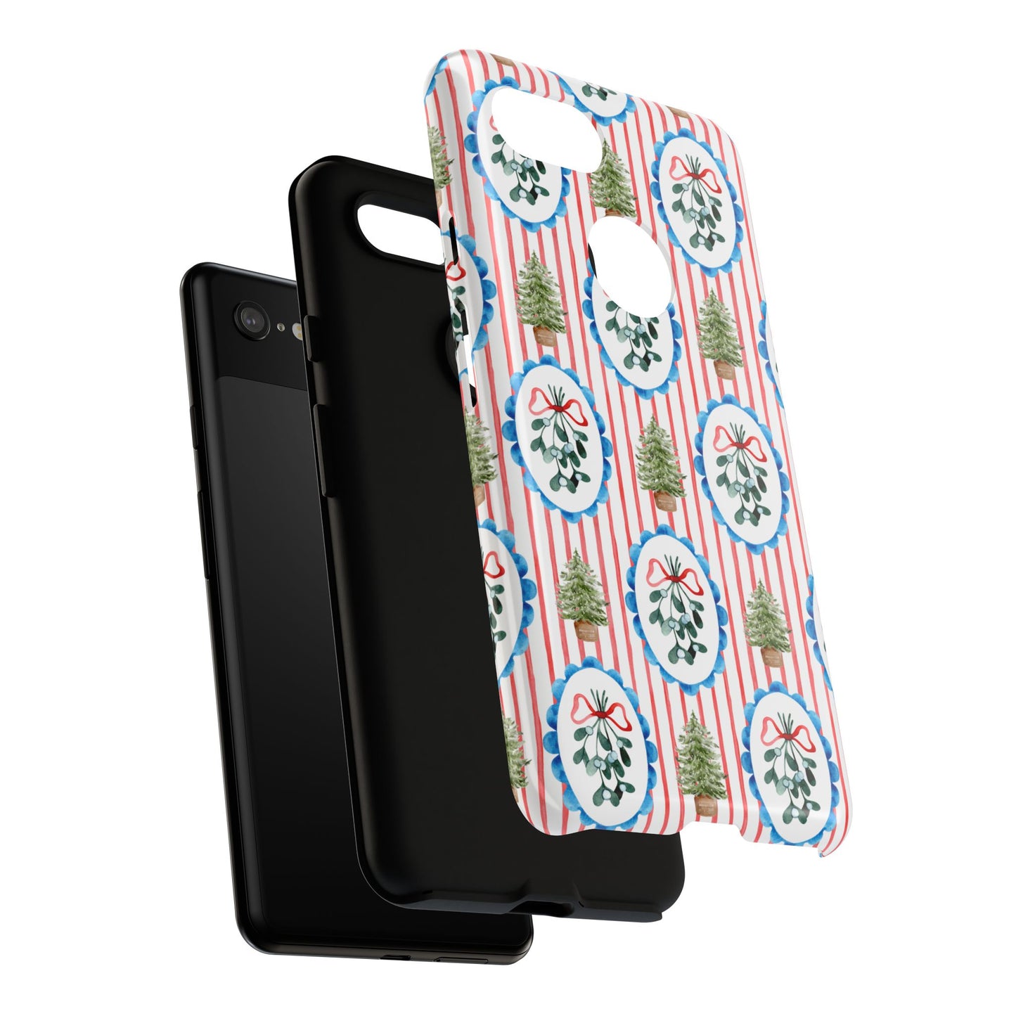 Christmas Wreath & Tree Pattern Phone Case — Festive Holiday Tough Case