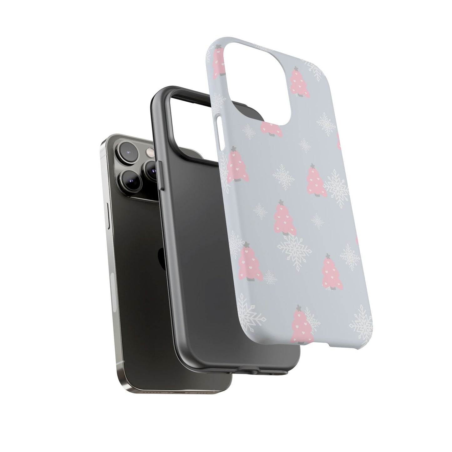 Christmas Pink Tree Tough Phone Case — Cute Holiday Snowflake Design