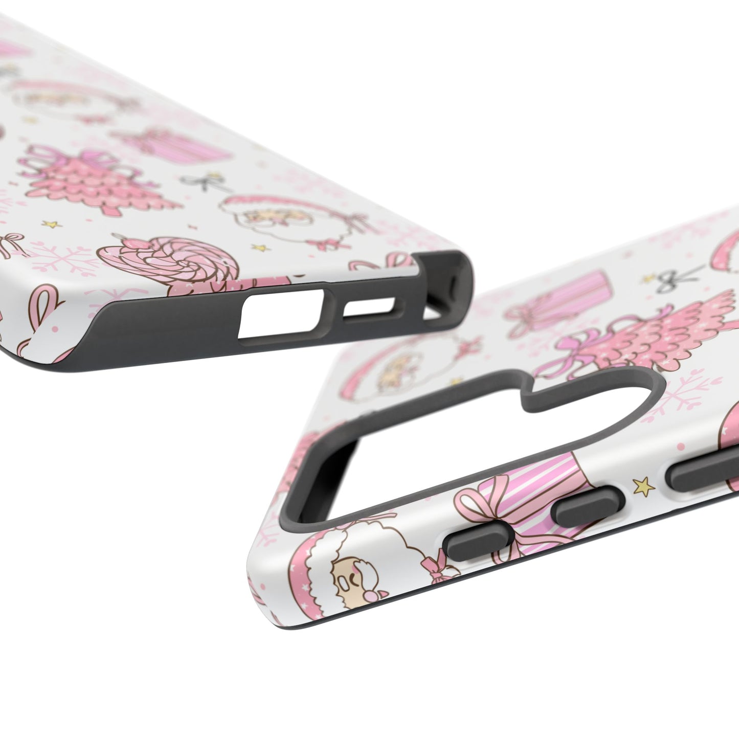 Christmas Pink Pattern Phone Case - Cute Santa, Tree & Gift Protective Cover