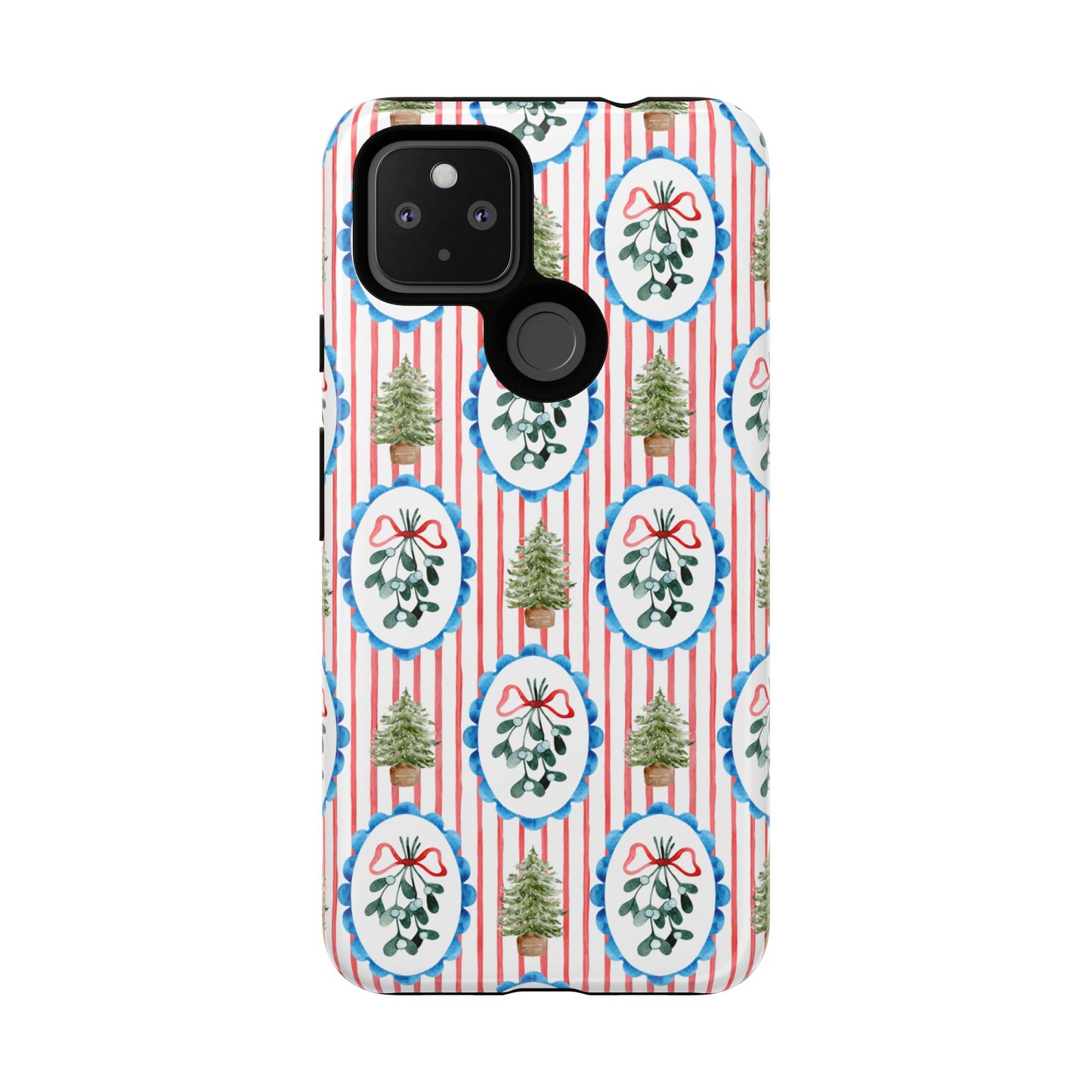 Christmas Wreath & Tree Pattern Phone Case — Festive Holiday Tough Case