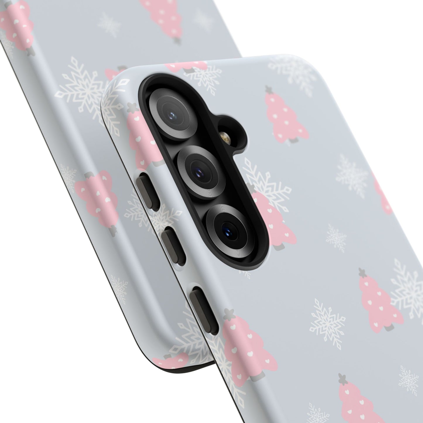 Christmas Pink Tree Tough Phone Case — Cute Holiday Snowflake Design
