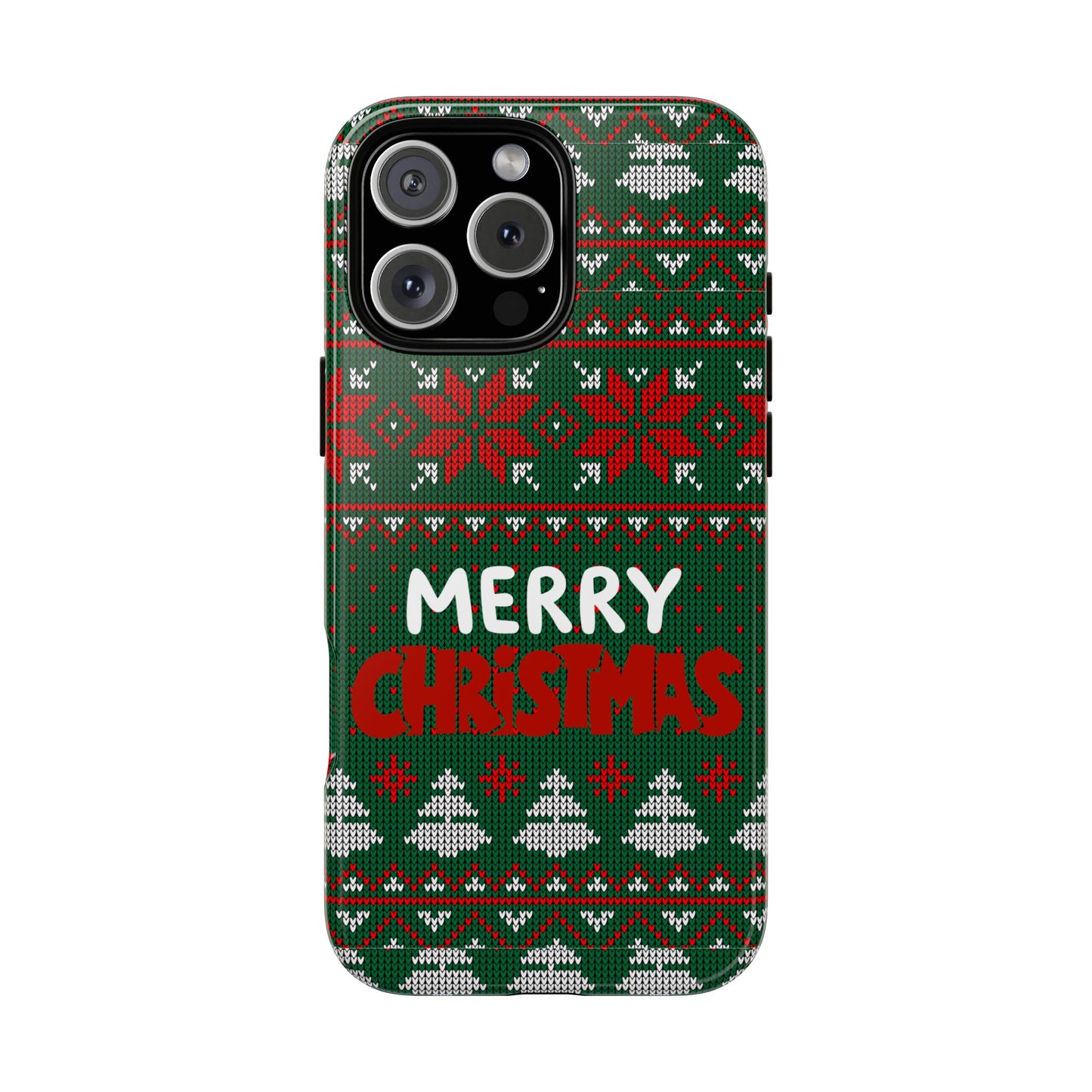 Merry Christmas Phone Case - Festive Green Ugly Sweater Design
