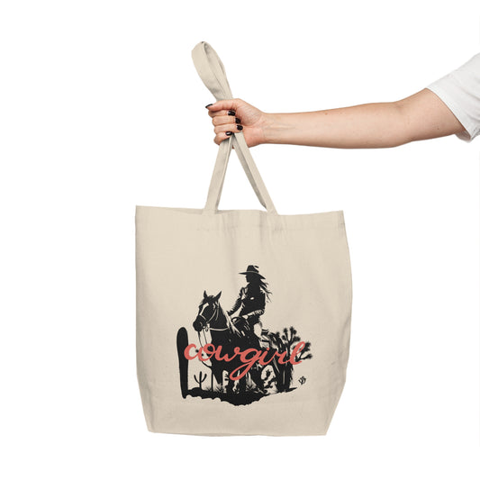 Cowgirl Canvas Shopping Tote - Rustic Western Bag for Farmers Market, Eco-Friendly, Gift for Horse Lovers, Everyday Use