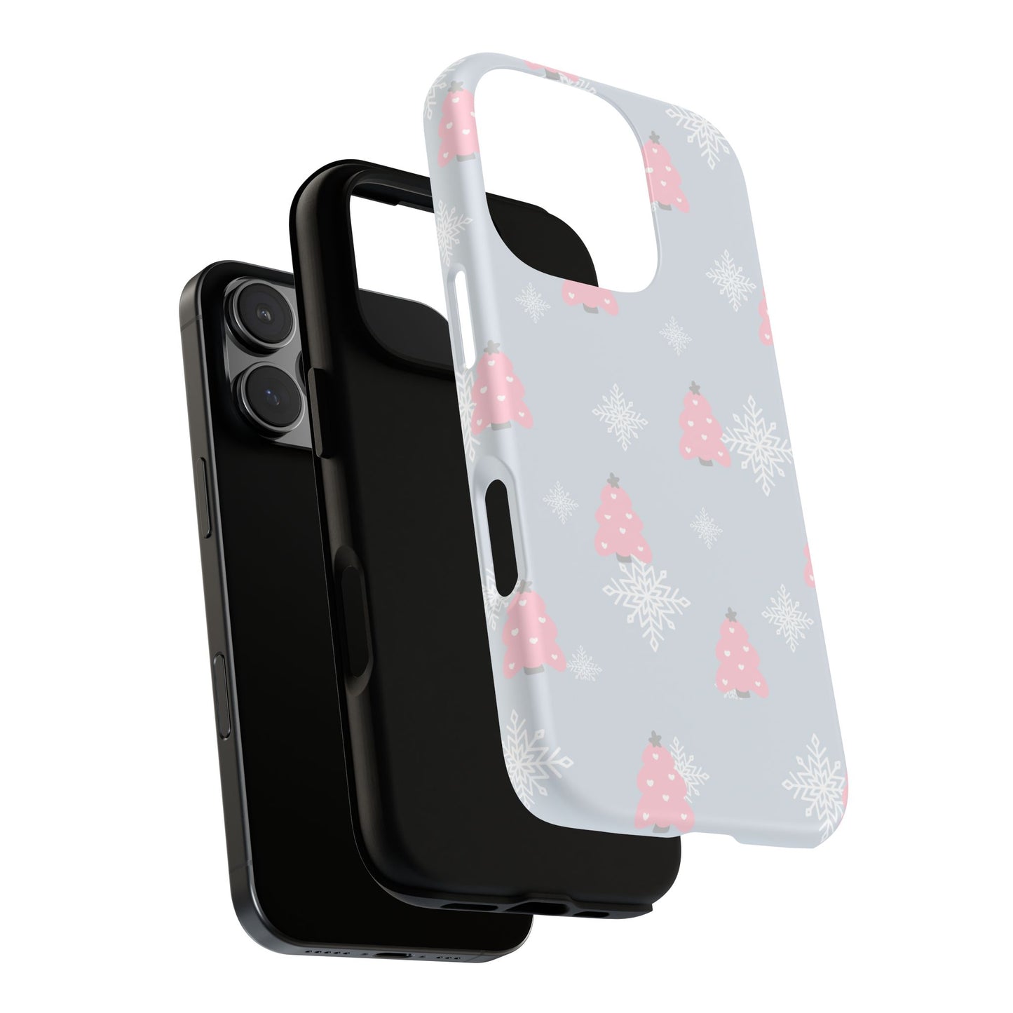 Christmas Pink Tree Tough Phone Case — Cute Holiday Snowflake Design
