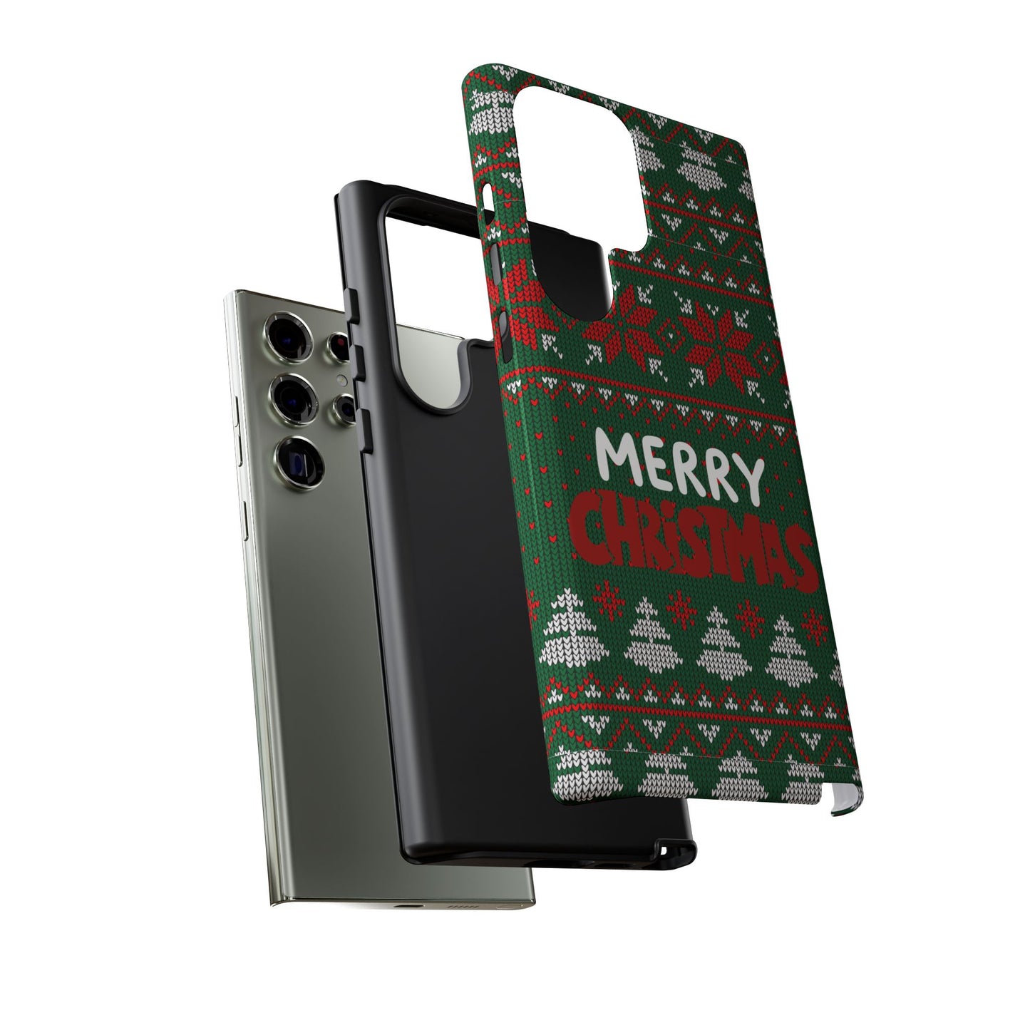 Merry Christmas Phone Case - Festive Green Ugly Sweater Design
