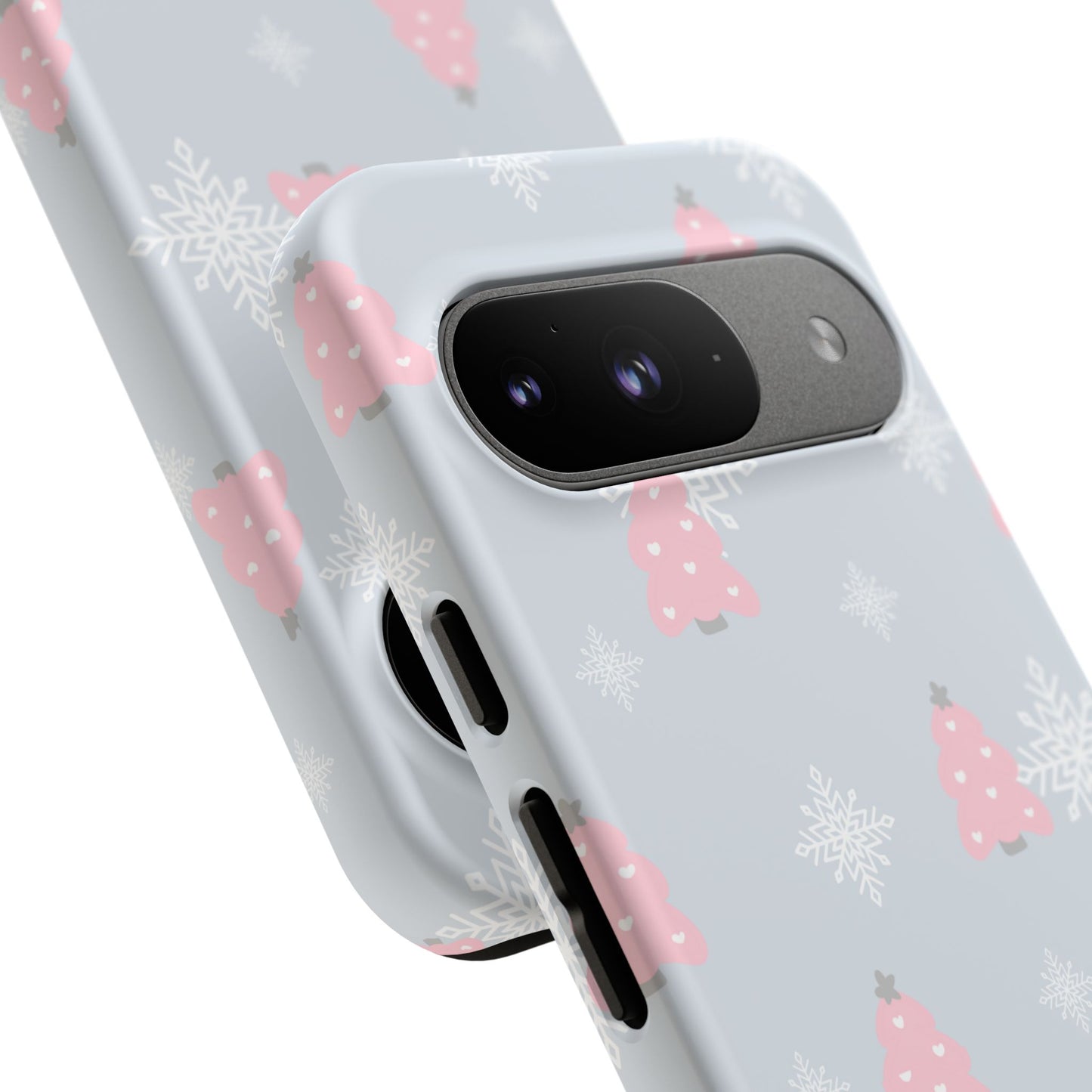 Christmas Pink Tree Tough Phone Case — Cute Holiday Snowflake Design