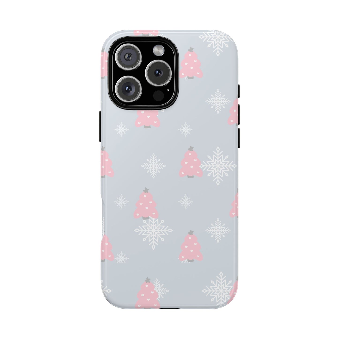Christmas Pink Tree Tough Phone Case — Cute Holiday Snowflake Design