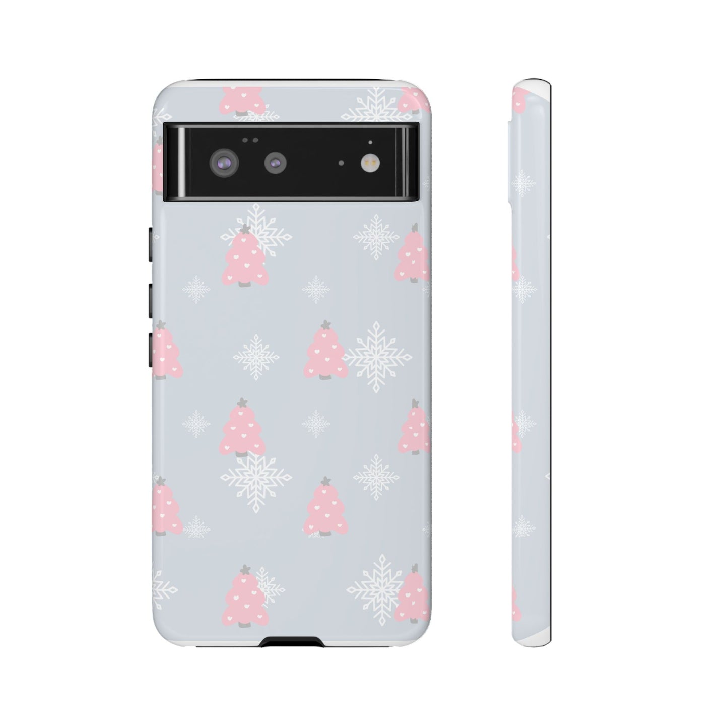 Christmas Pink Tree Tough Phone Case — Cute Holiday Snowflake Design