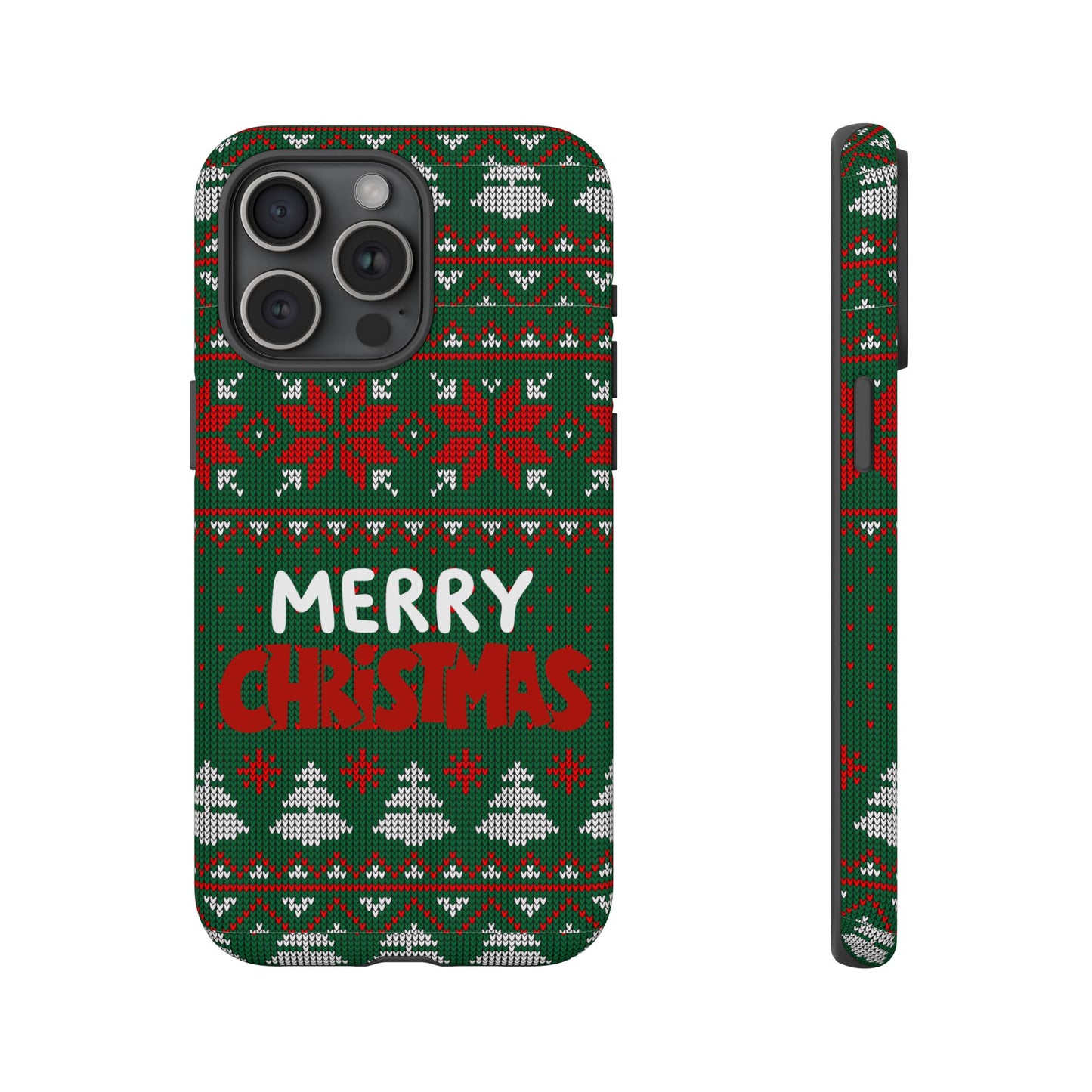 Merry Christmas Phone Case - Festive Green Ugly Sweater Design