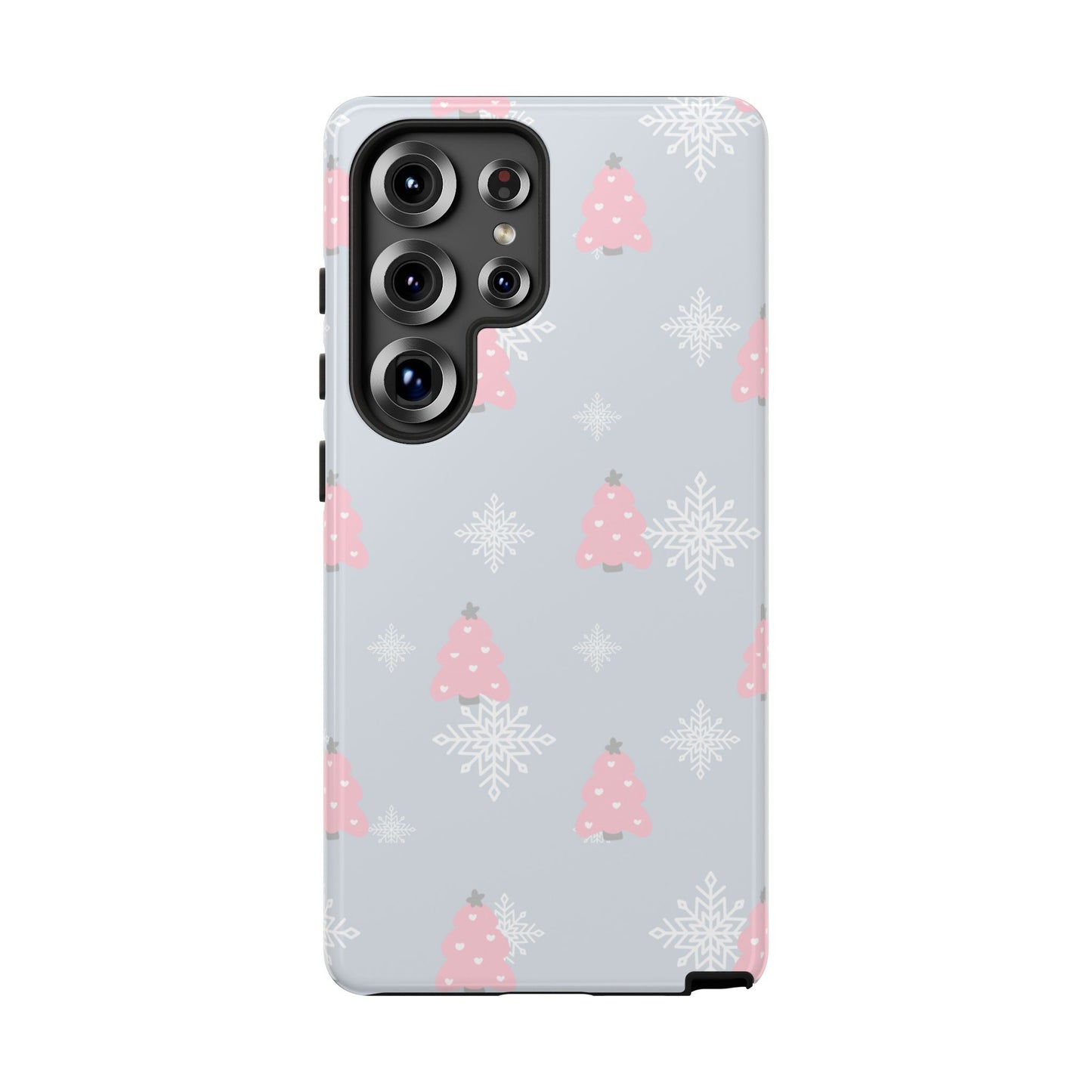 Christmas Pink Tree Tough Phone Case — Cute Holiday Snowflake Design