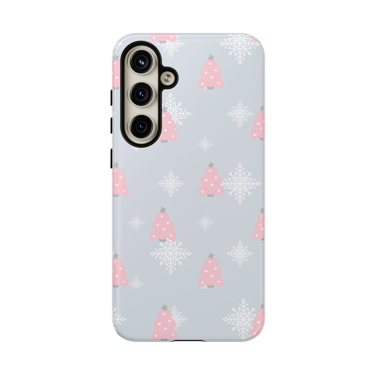 Christmas Pink Tree Tough Phone Case — Cute Holiday Snowflake Design