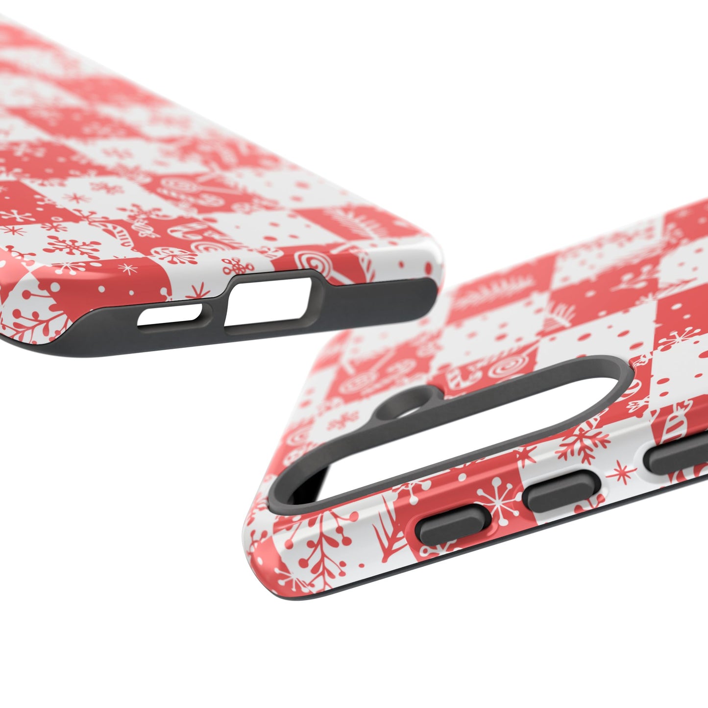 Christmas Red Buffalo Check Phone Case - Holiday Snowflake Pattern Tough Case