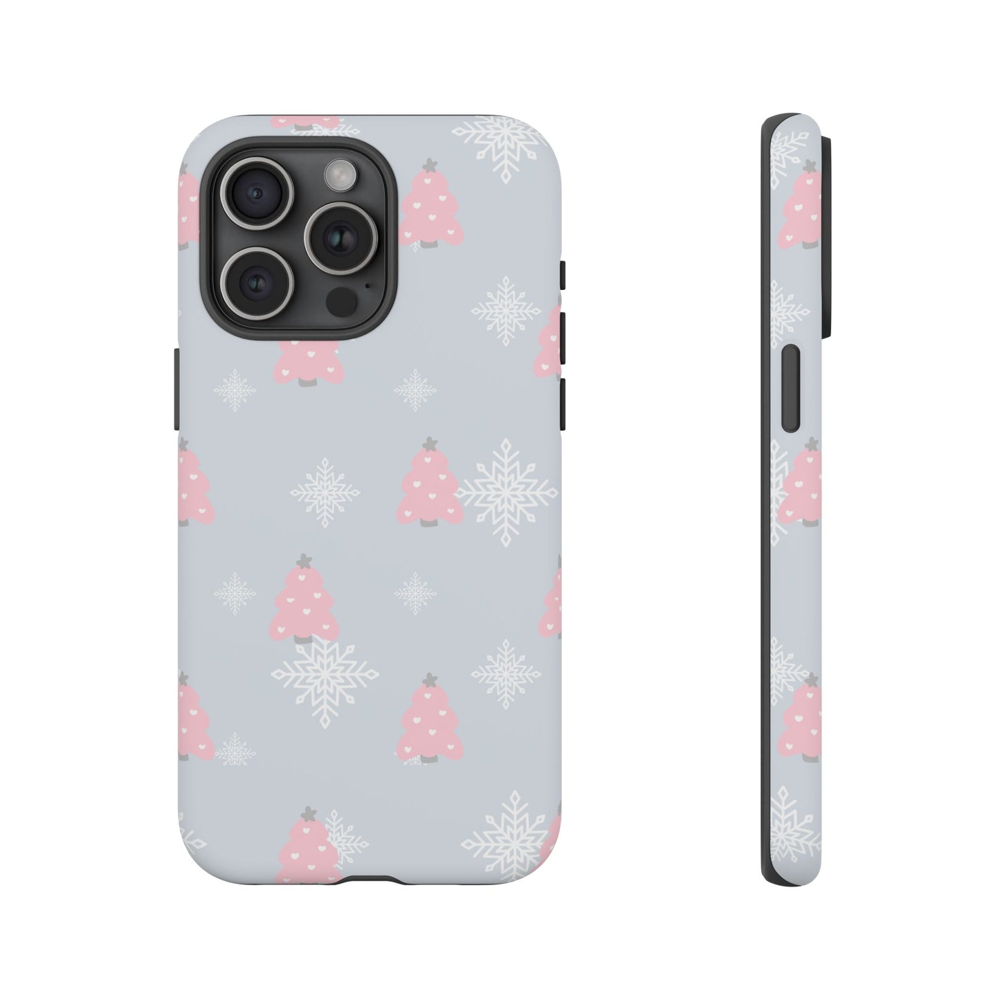 Christmas Pink Tree Tough Phone Case — Cute Holiday Snowflake Design