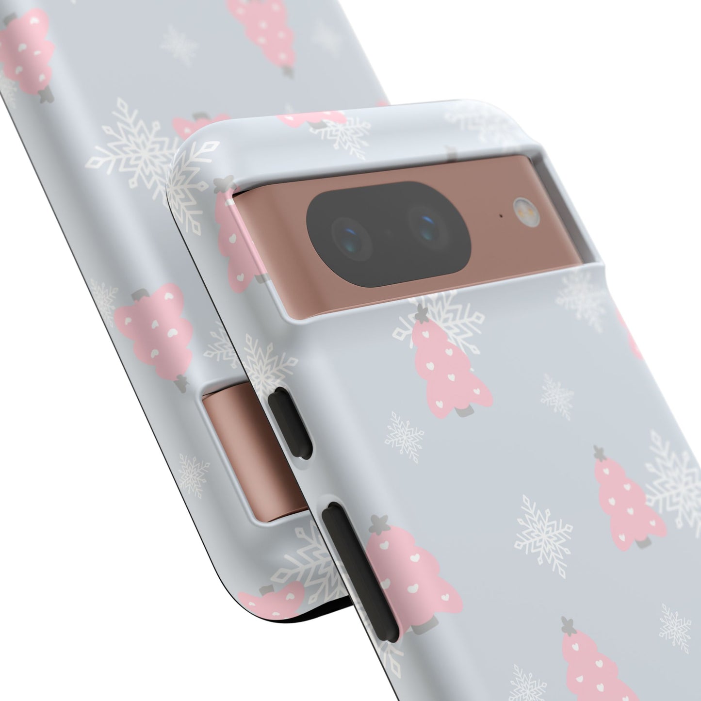 Christmas Pink Tree Tough Phone Case — Cute Holiday Snowflake Design