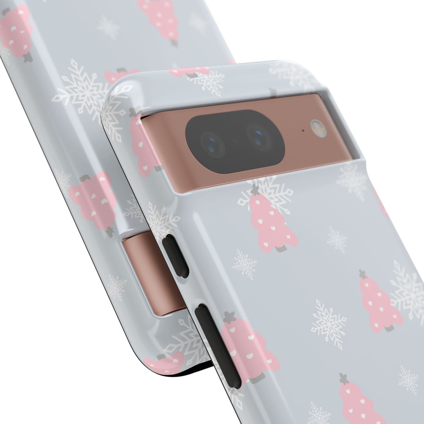 Christmas Pink Tree Tough Phone Case — Cute Holiday Snowflake Design