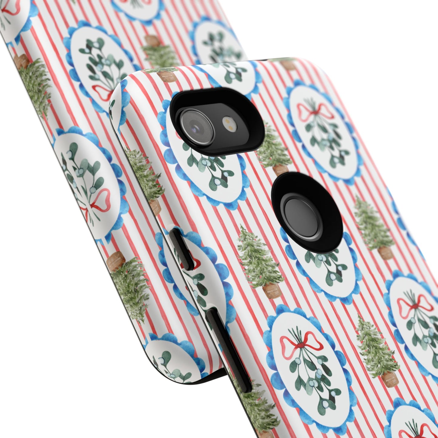 Christmas Wreath & Tree Pattern Phone Case — Festive Holiday Tough Case