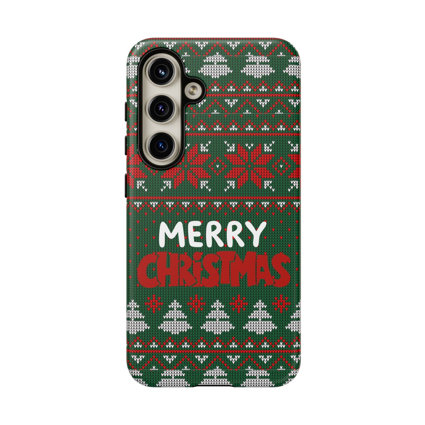 Merry Christmas Phone Case - Festive Green Ugly Sweater Design