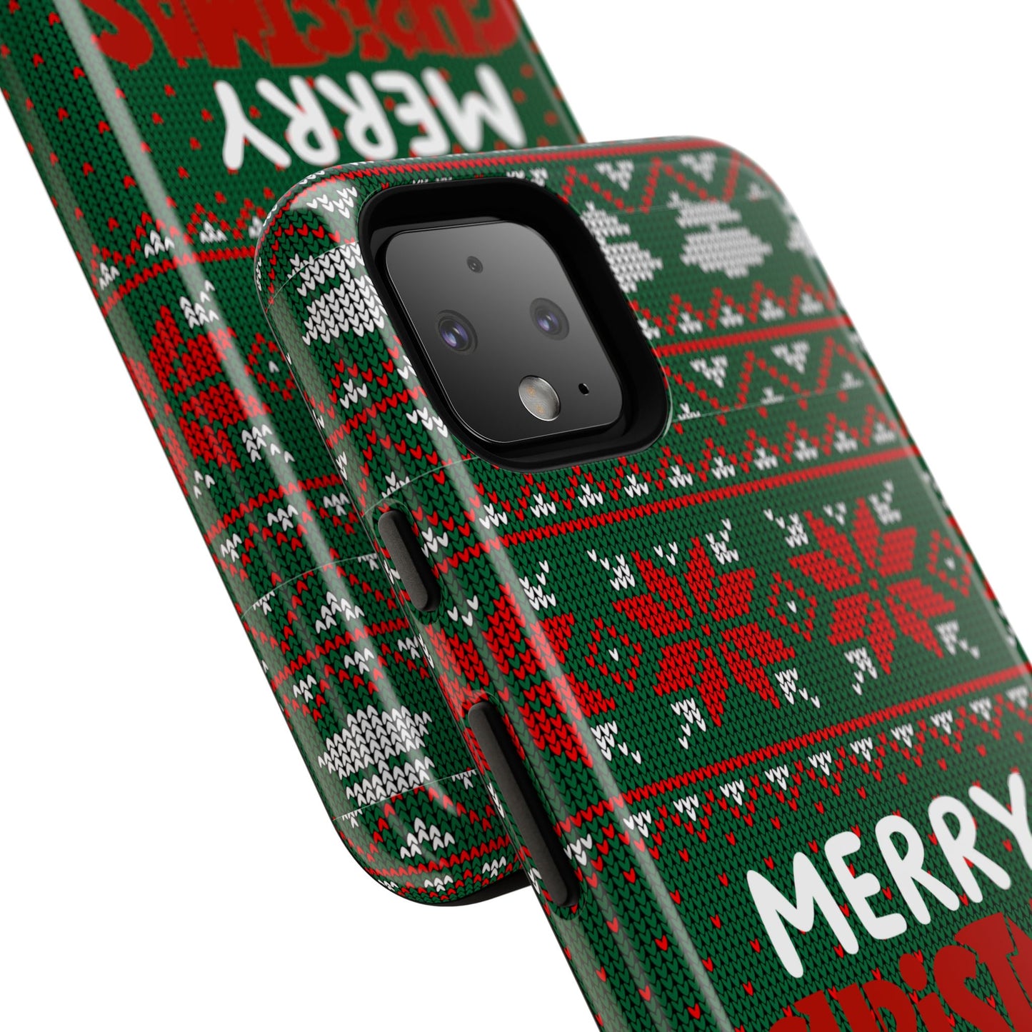 Merry Christmas Phone Case - Festive Green Ugly Sweater Design