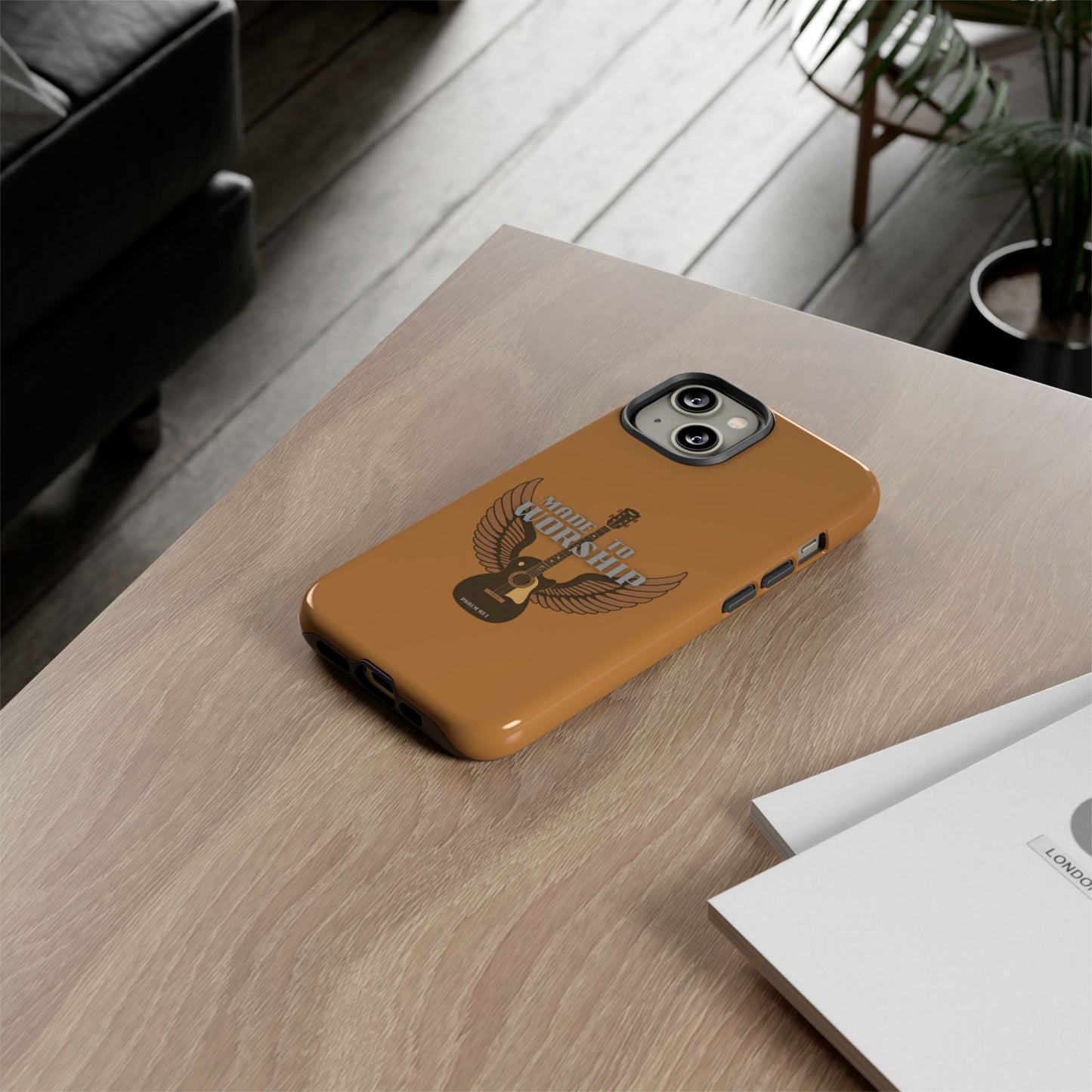 Tough Phone Case — "Made to Worship" Acoustic Guitar Wings Design