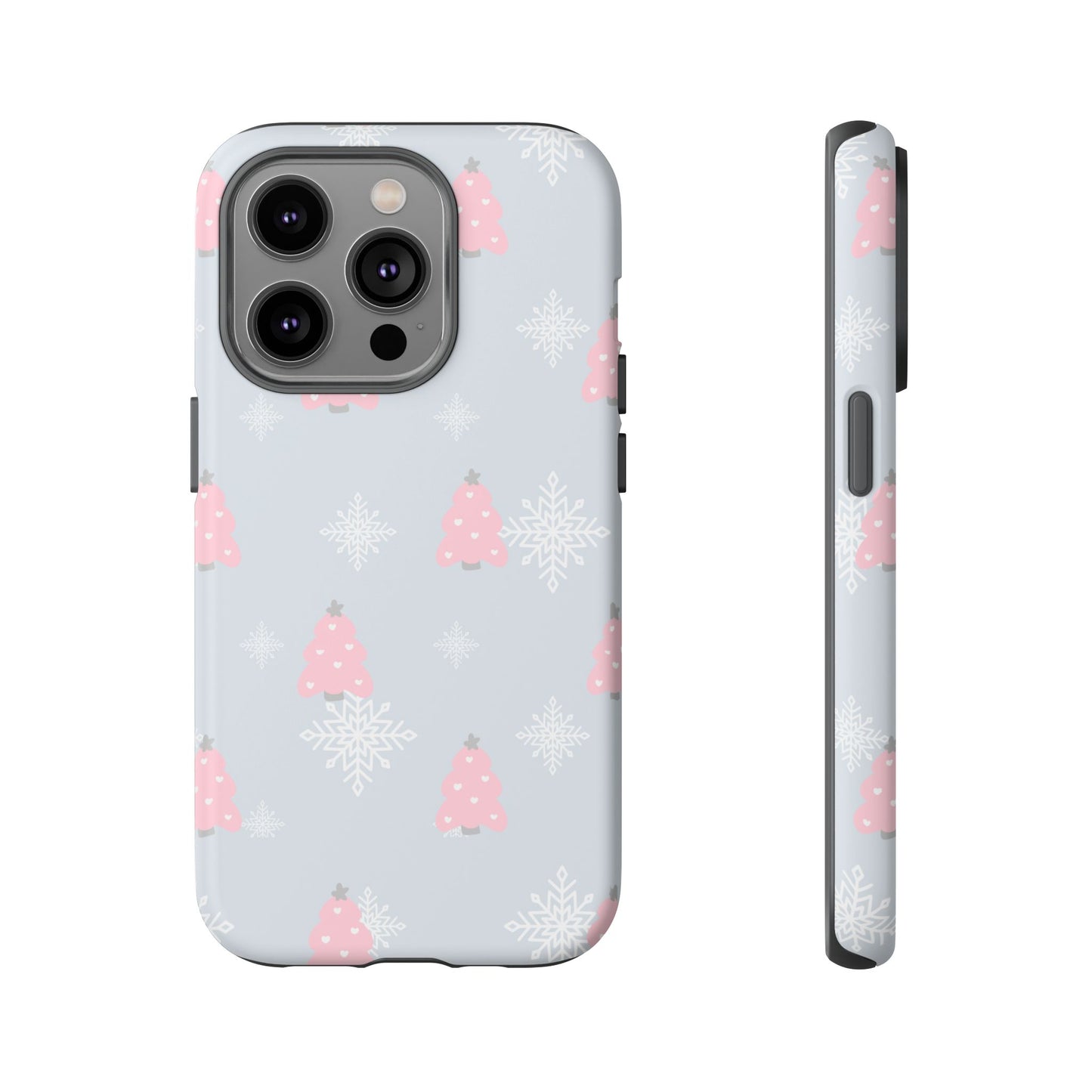 Christmas Pink Tree Tough Phone Case — Cute Holiday Snowflake Design
