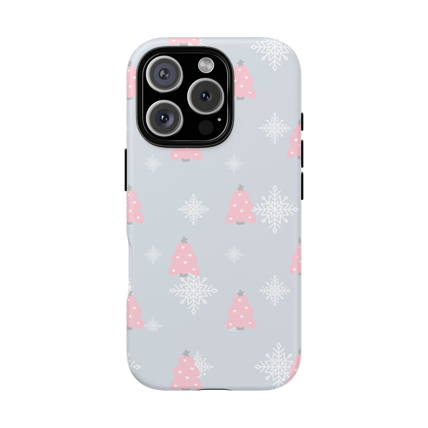 Christmas Pink Tree Tough Phone Case — Cute Holiday Snowflake Design
