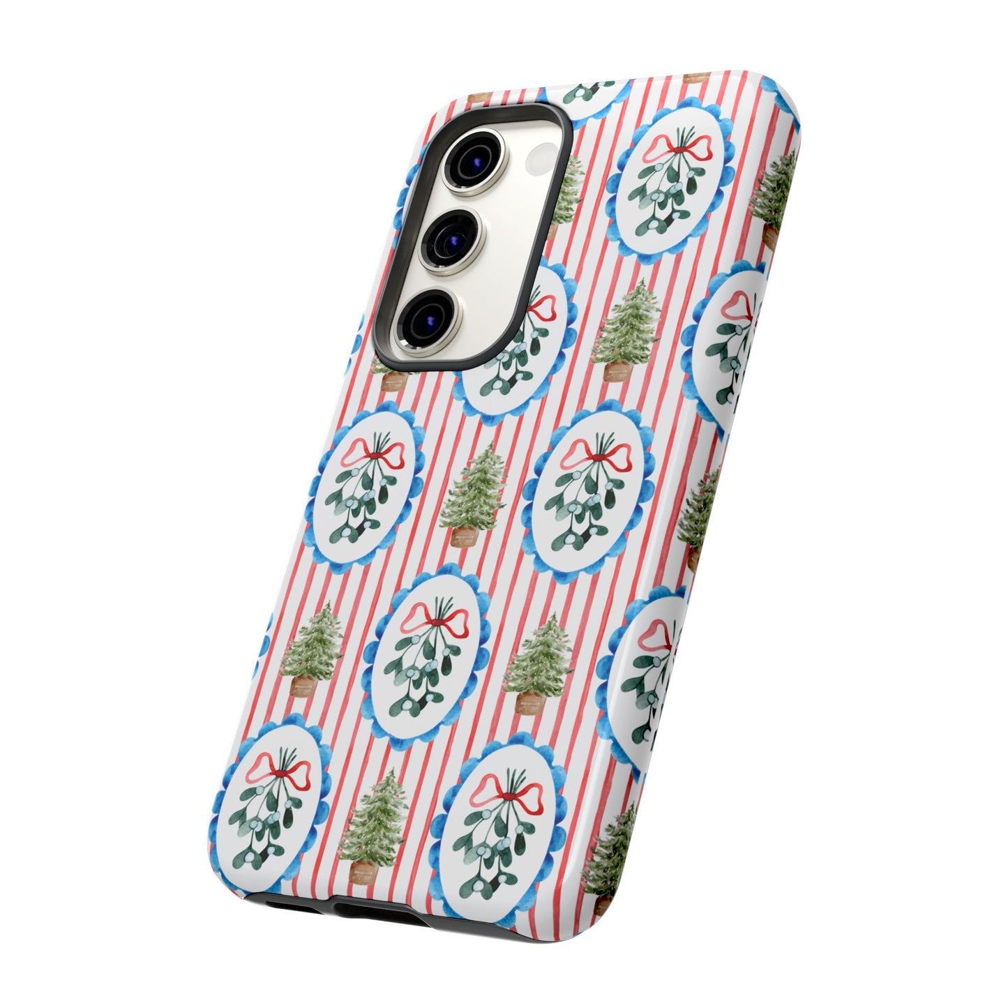 Christmas Wreath & Tree Pattern Phone Case — Festive Holiday Tough Case