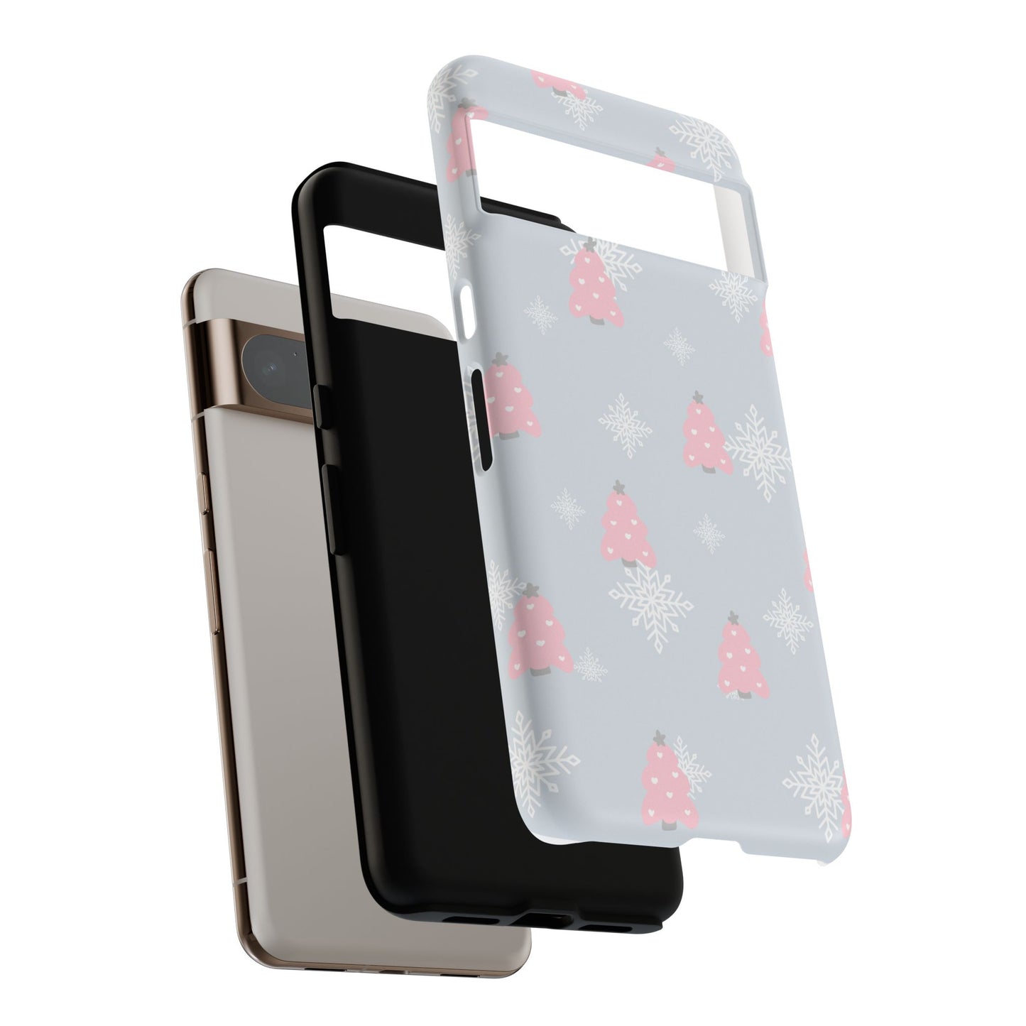 Christmas Pink Tree Tough Phone Case — Cute Holiday Snowflake Design