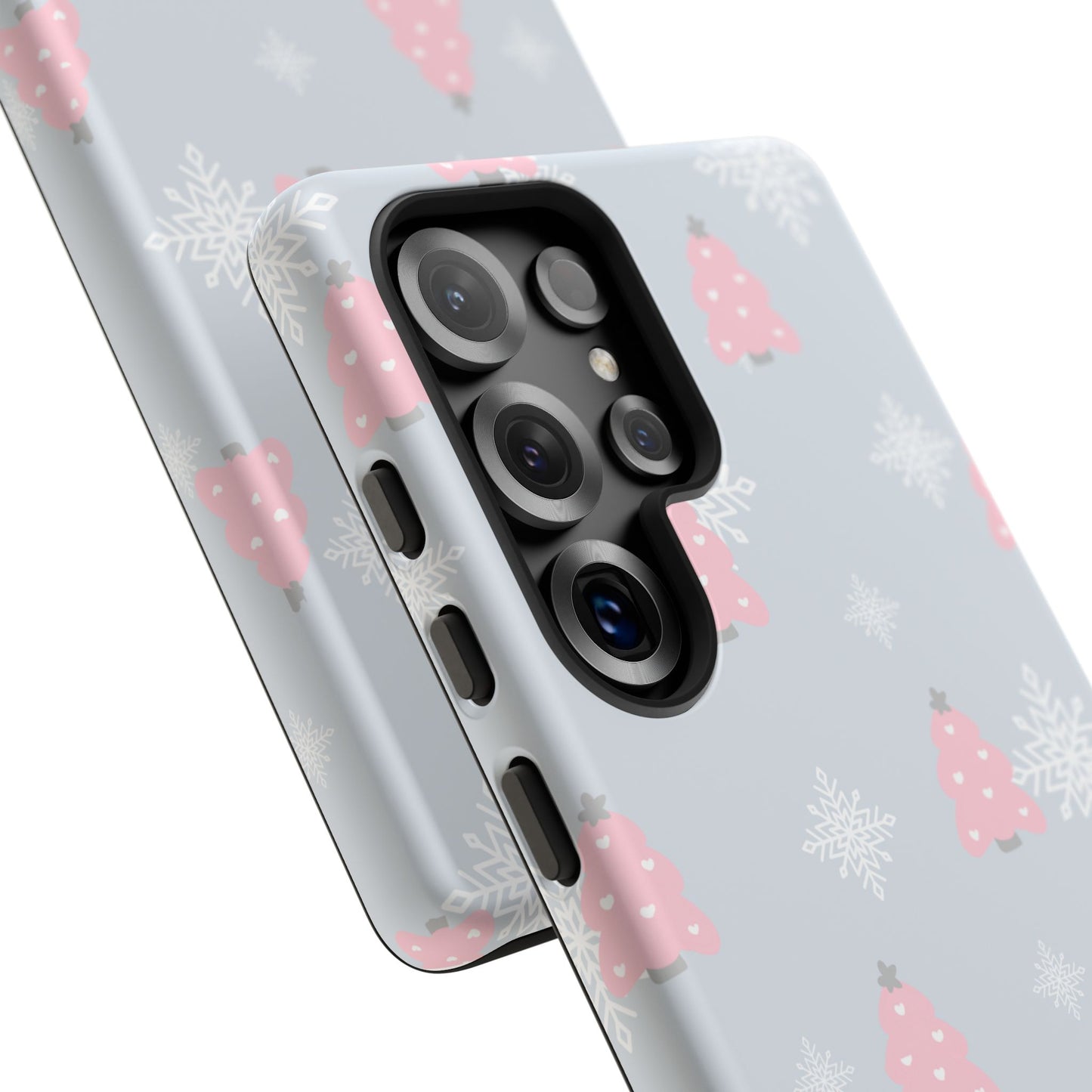 Christmas Pink Tree Tough Phone Case — Cute Holiday Snowflake Design