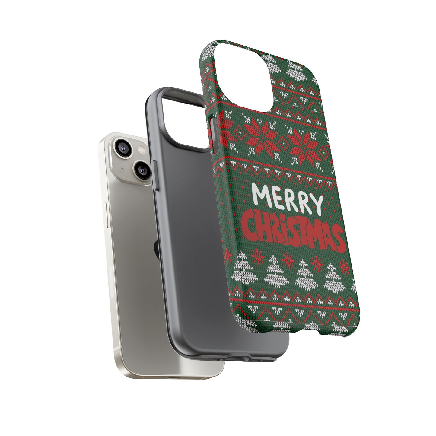 Merry Christmas Phone Case - Festive Green Ugly Sweater Design