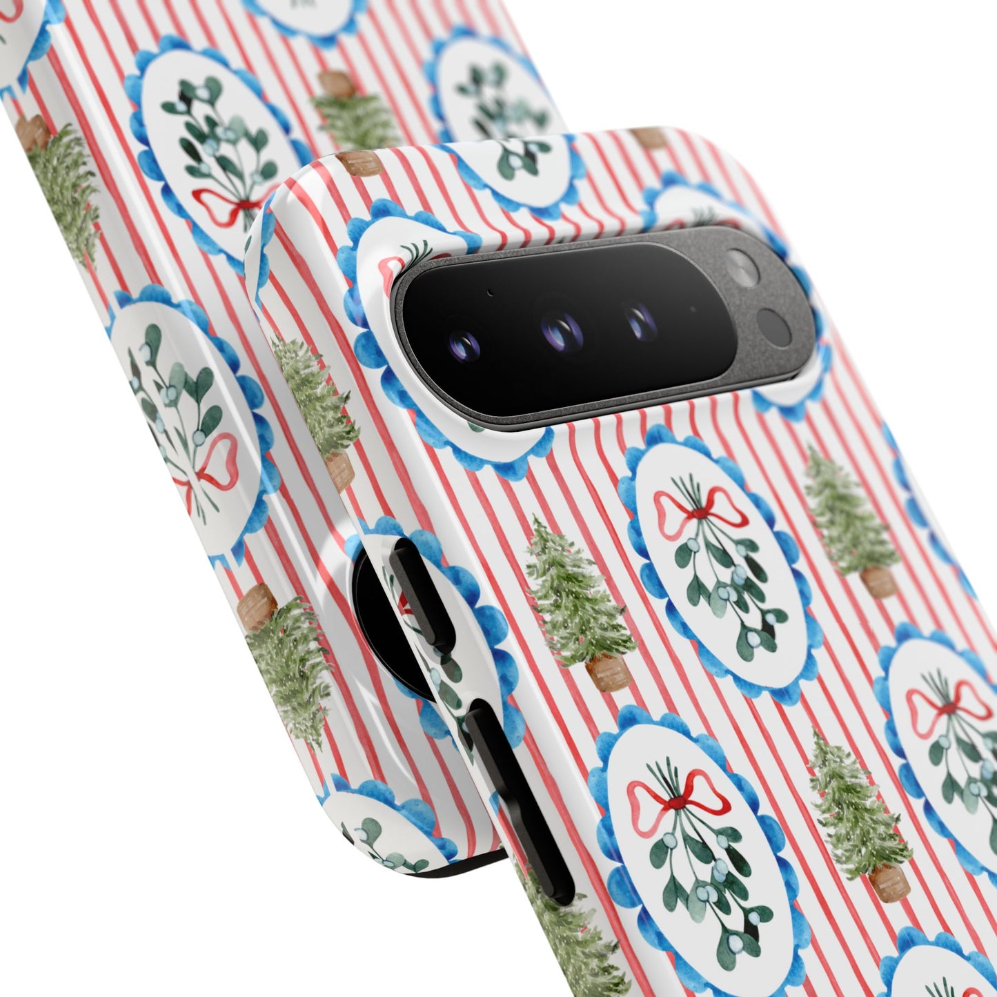 Christmas Wreath & Tree Pattern Phone Case — Festive Holiday Tough Case
