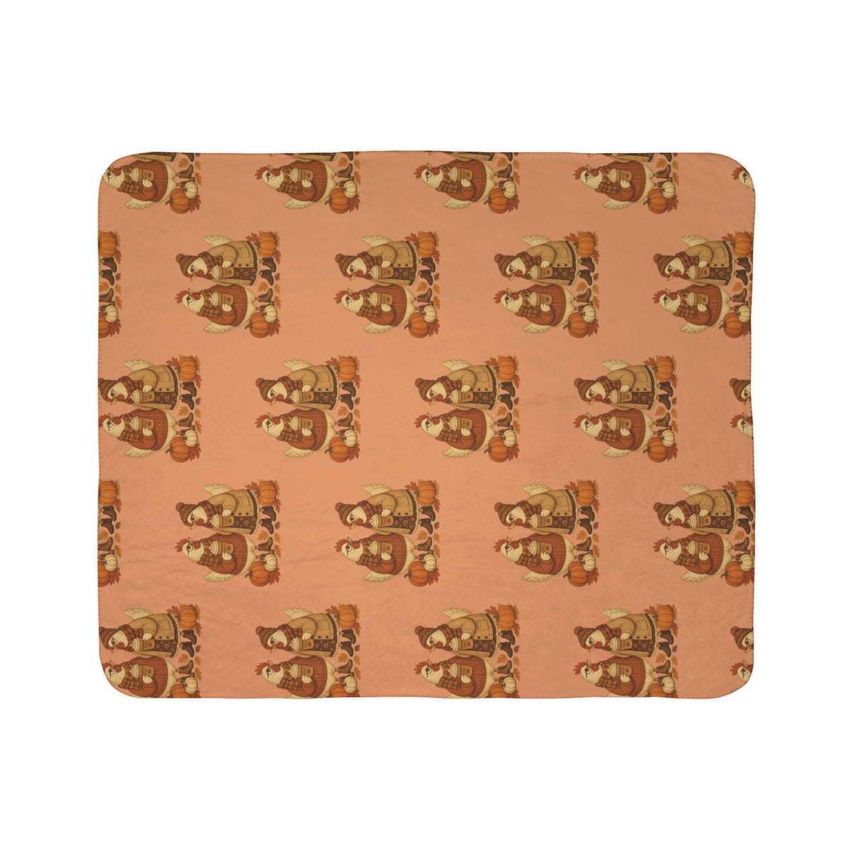Autumn Chicken Sherpa Blanket — Cozy Fall Woodland Throw