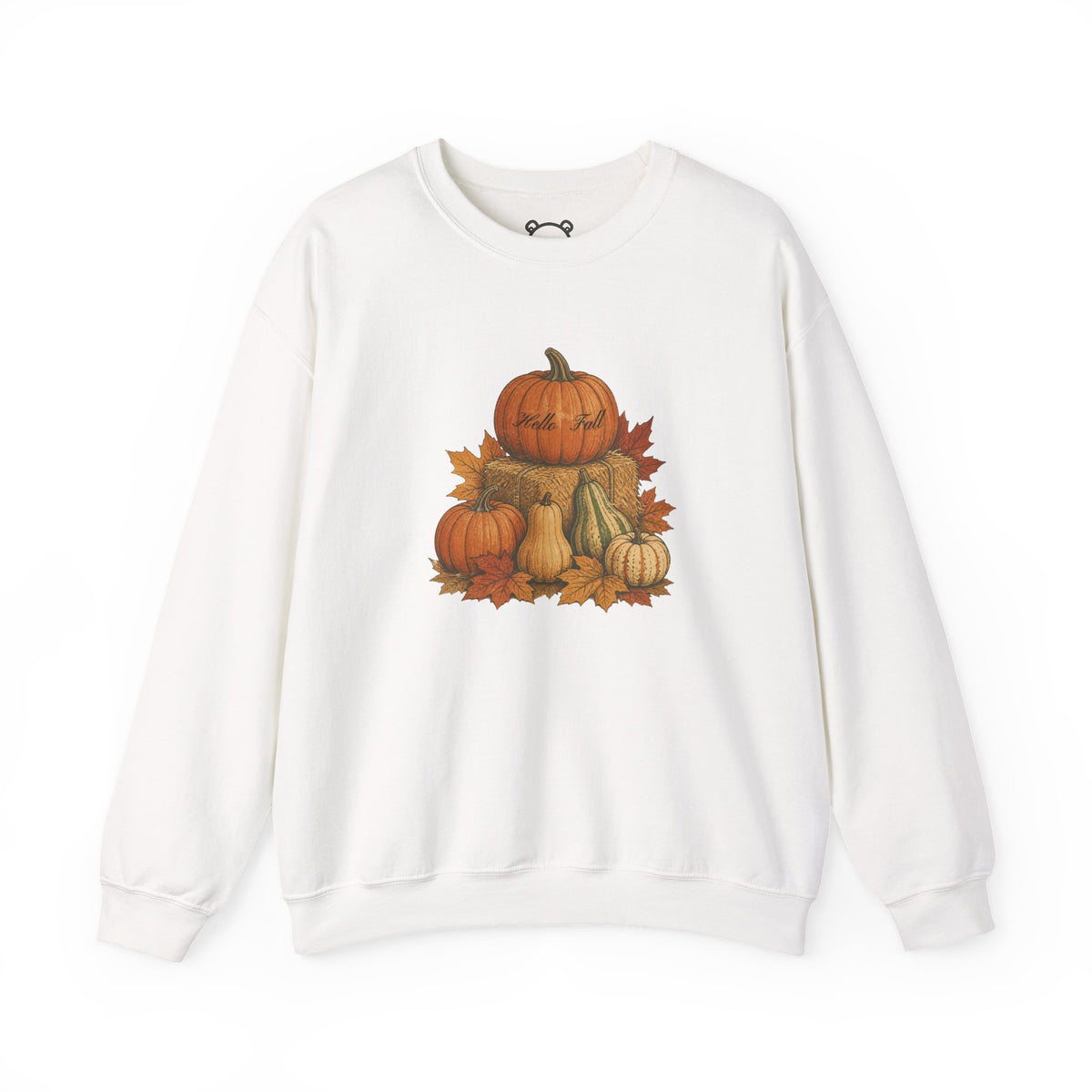 Pumpkin Patch Fall Sweatshirt – Autumn Pumpkins & Leaves Crewneck
