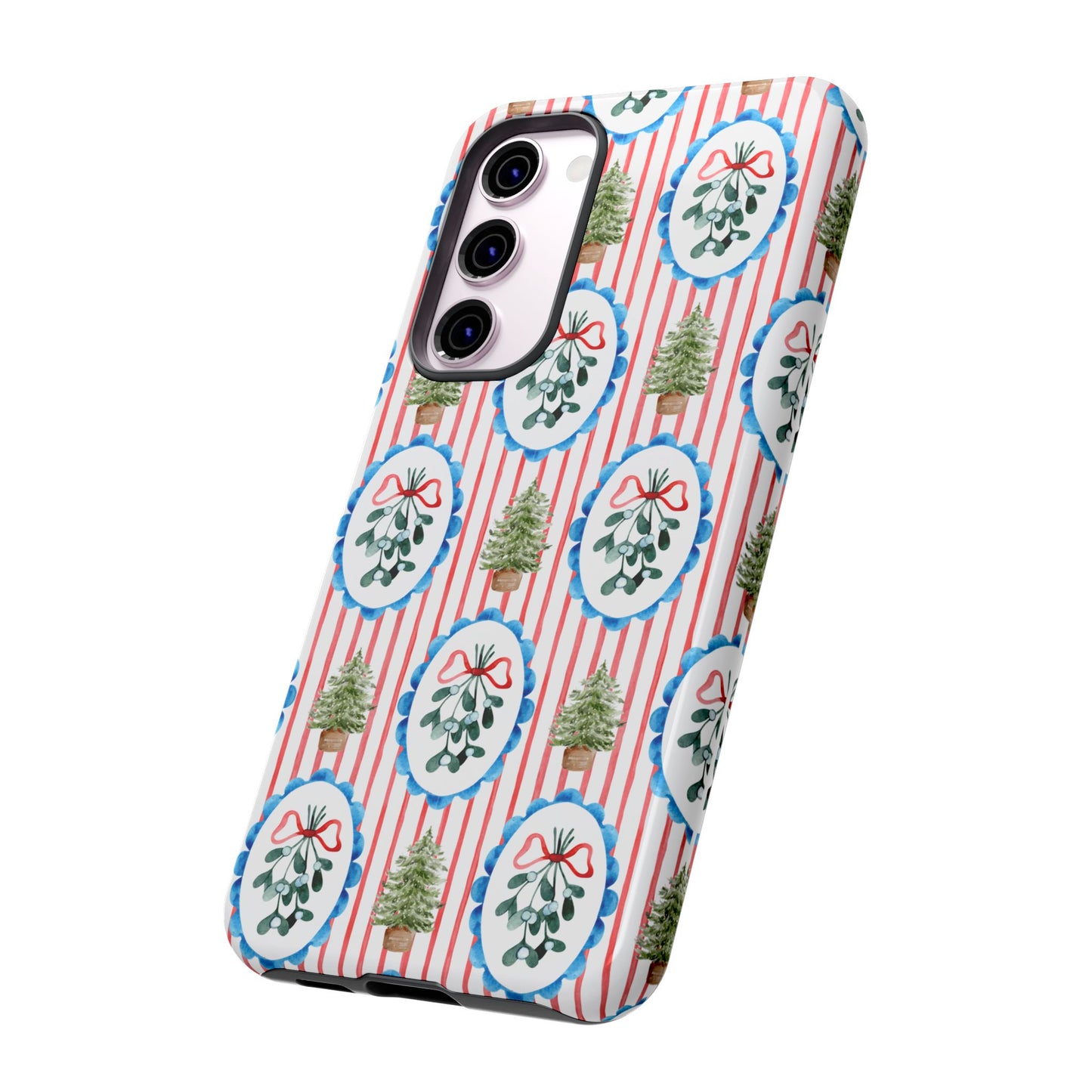 Christmas Wreath & Tree Pattern Phone Case — Festive Holiday Tough Case
