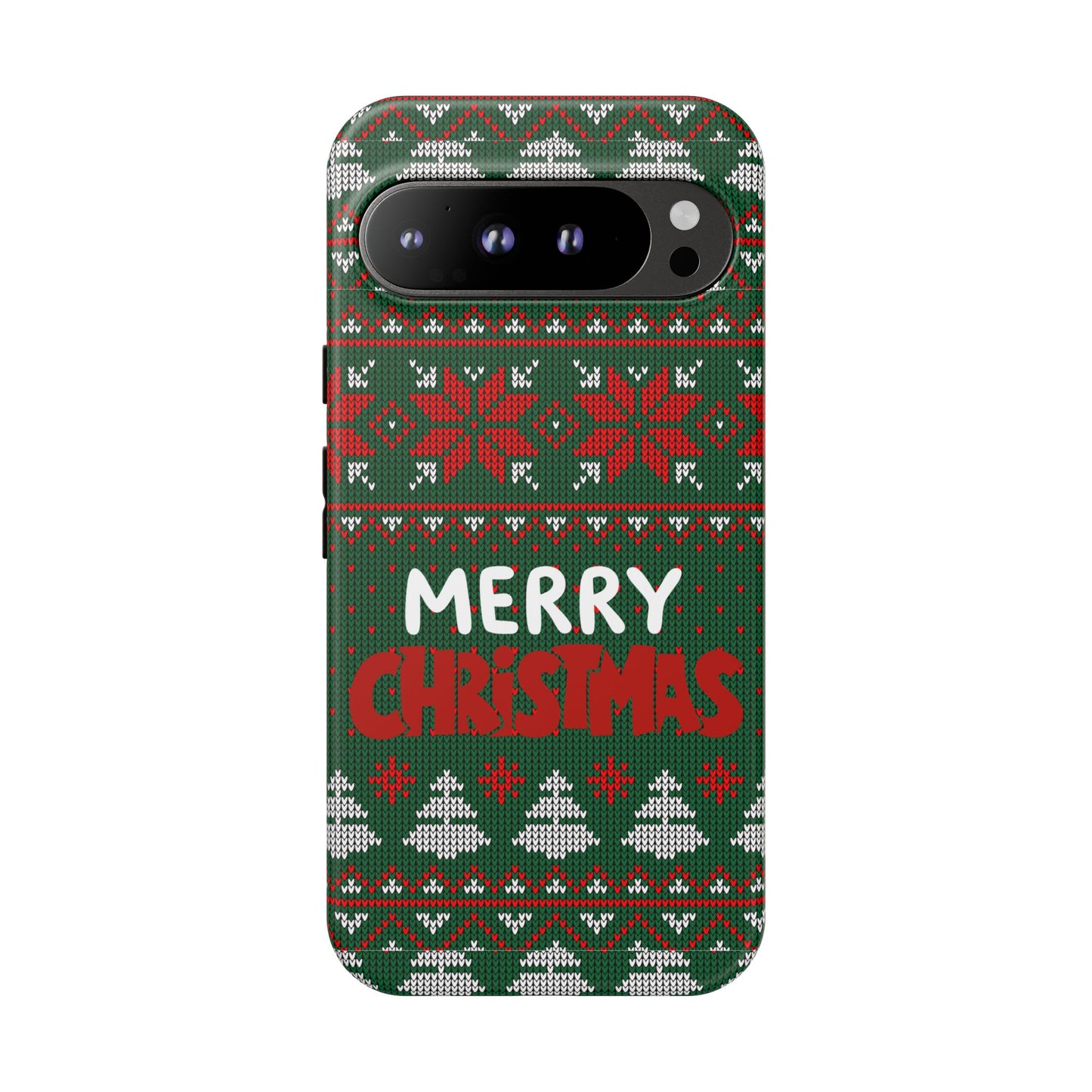 Merry Christmas Phone Case - Festive Green Ugly Sweater Design