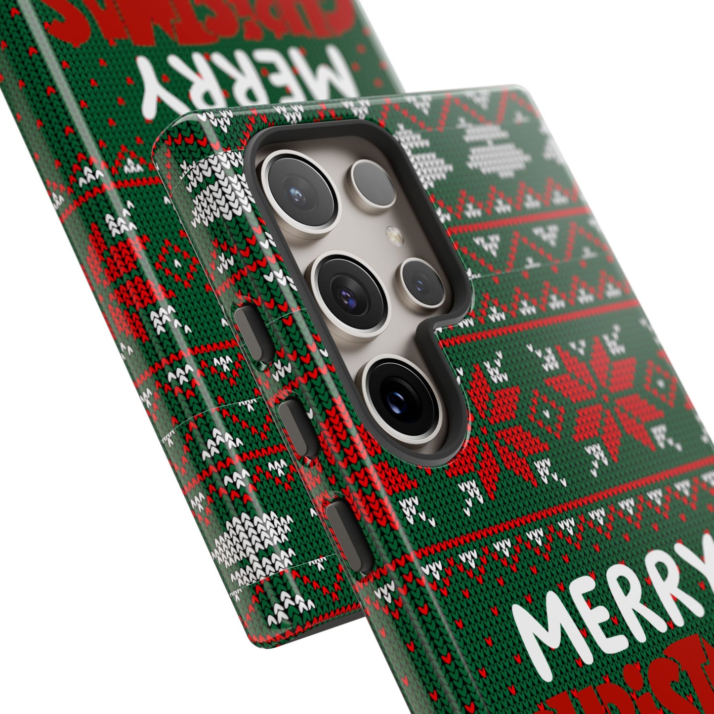 Merry Christmas Phone Case - Festive Green Ugly Sweater Design