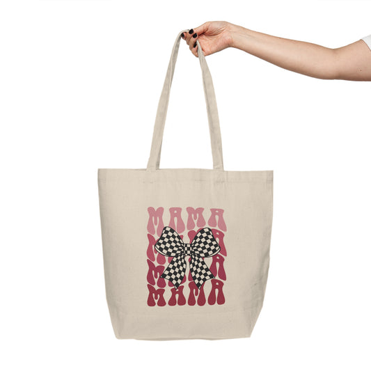 Chic Canvas Shopping Tote with Bow Design, Reusable Grocery Bag