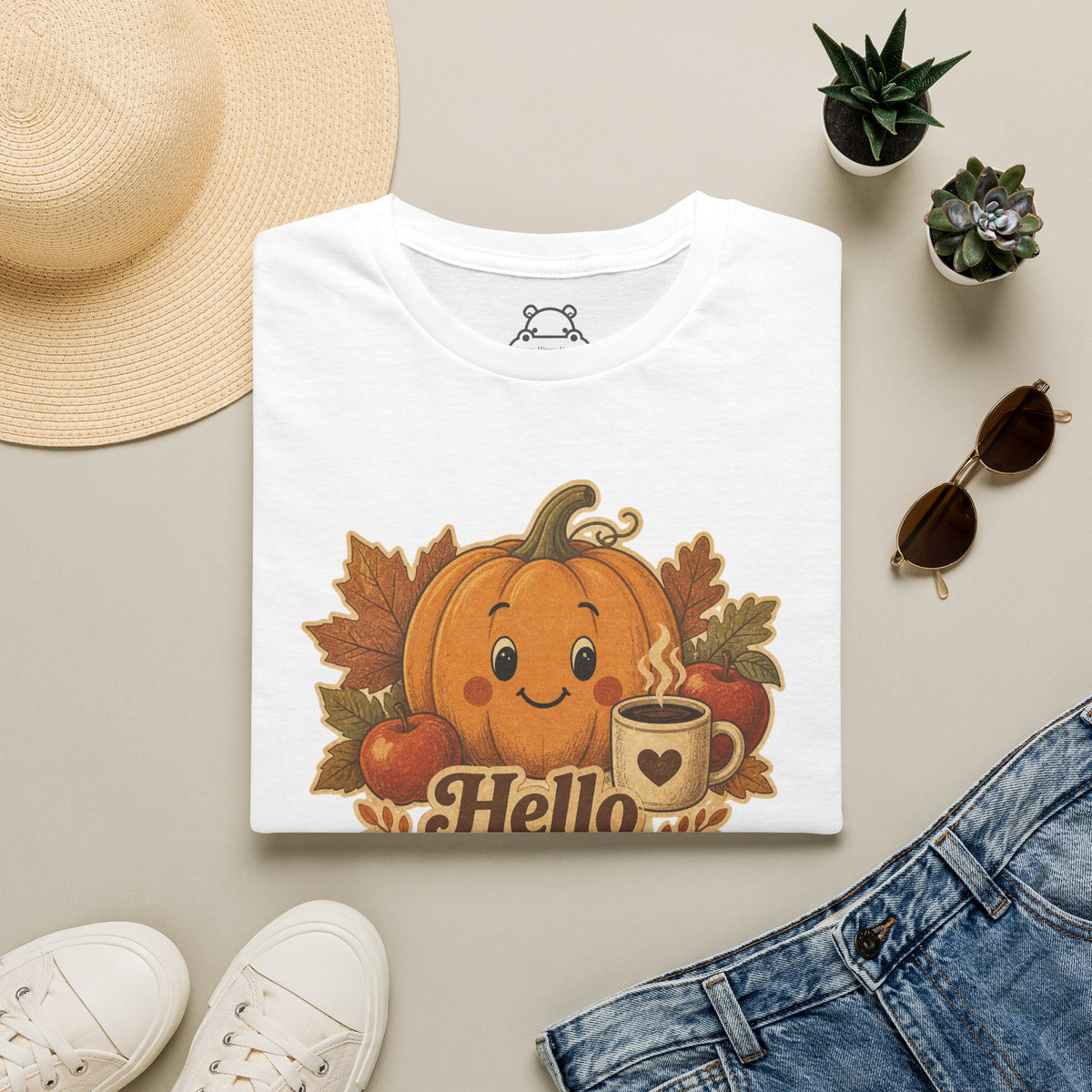 Hello Pumpkin T-Shirt — Cute Vintage Pumpkin Fall Tee